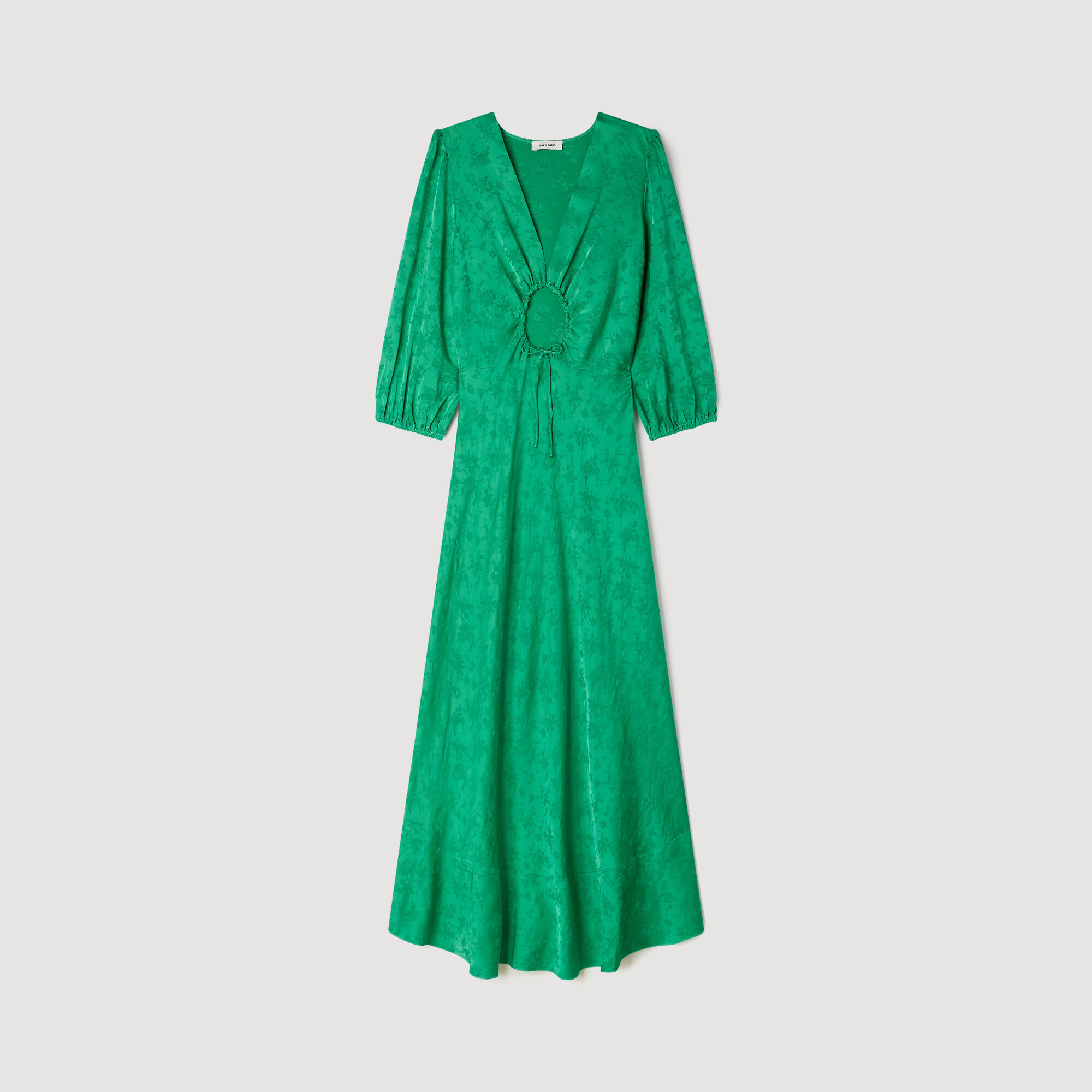 Abito lungo in jacquard floreale