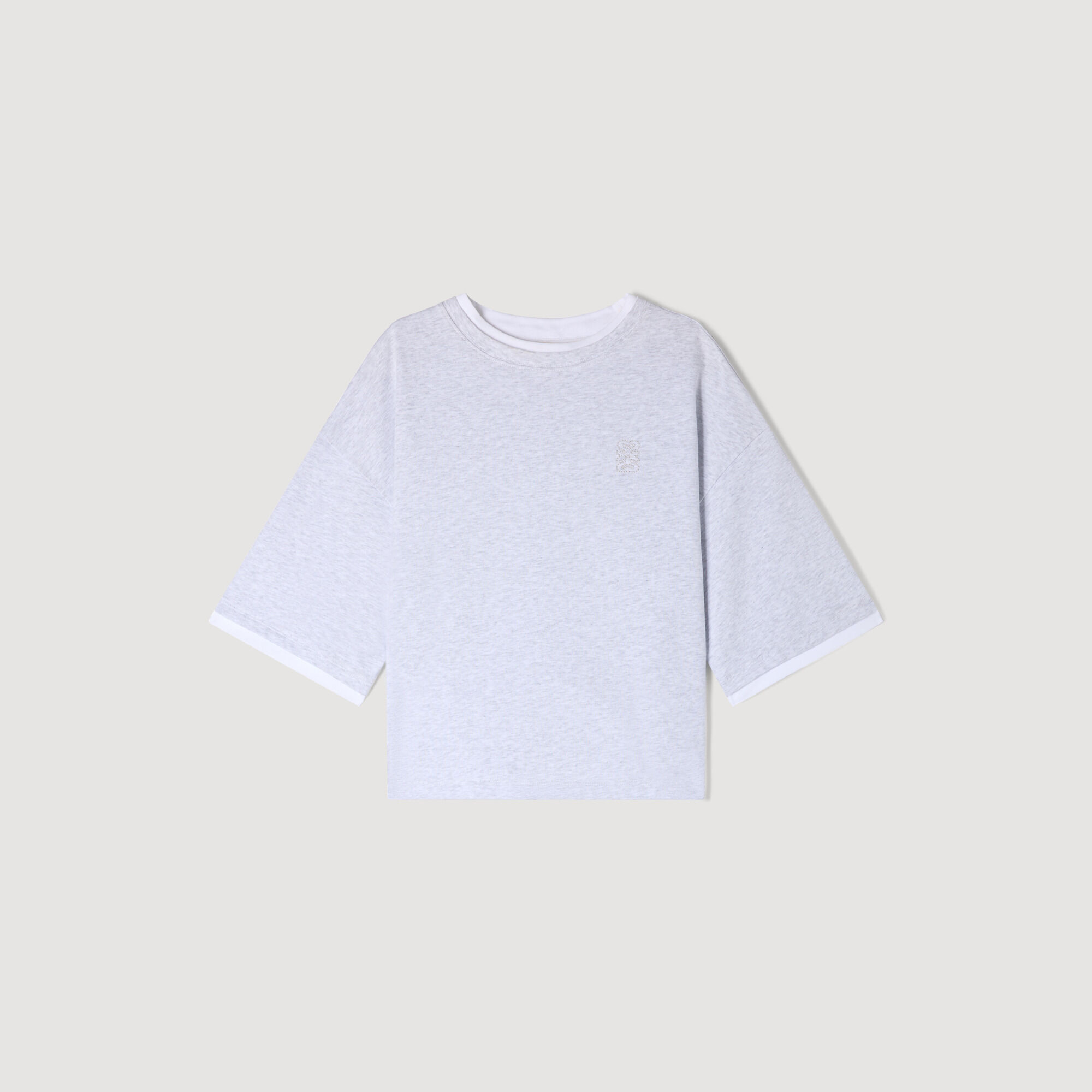 T-shirt in cotone con logo ricamato