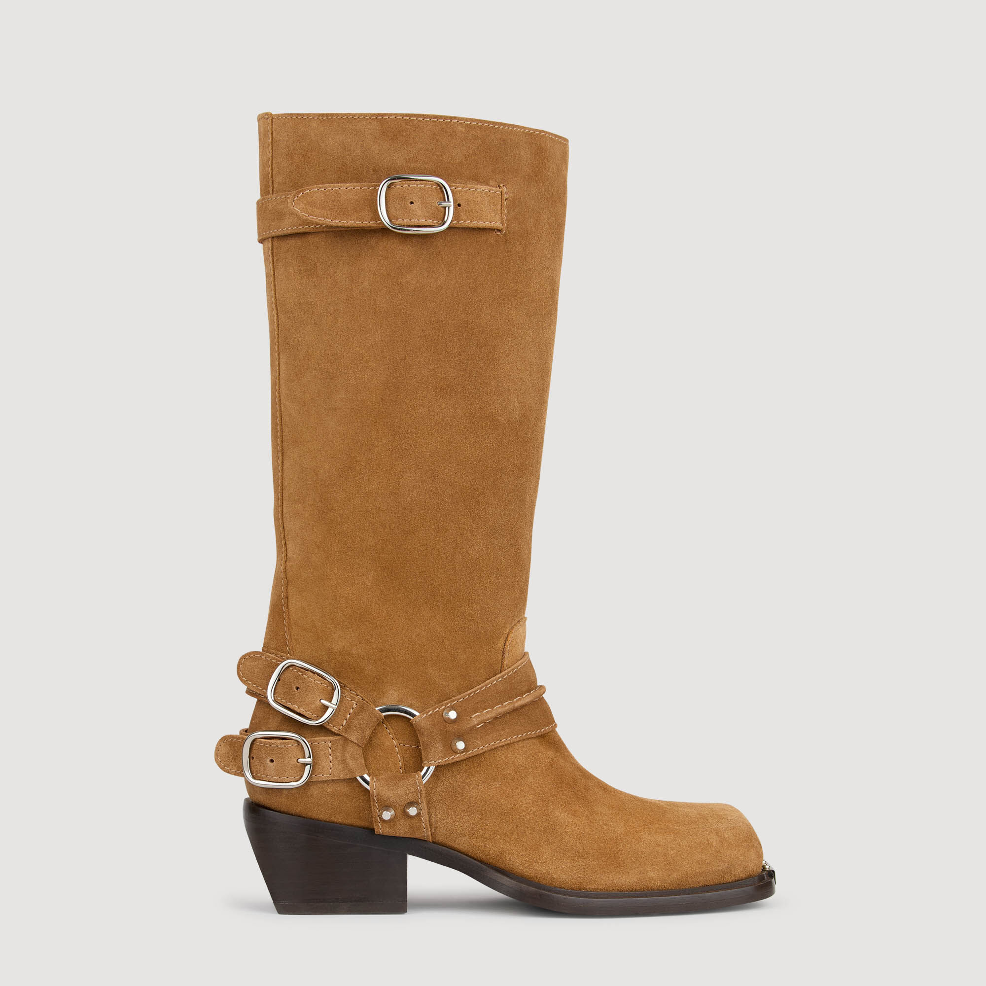 Stivali con fibbia in suede