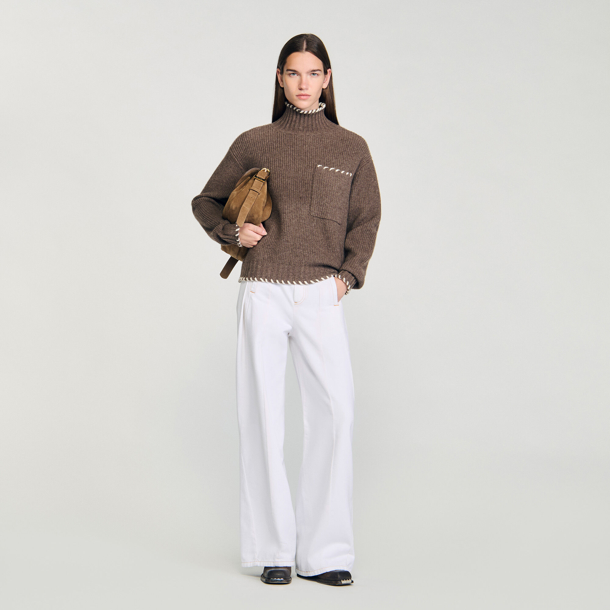 Maglione oversize con collo alto