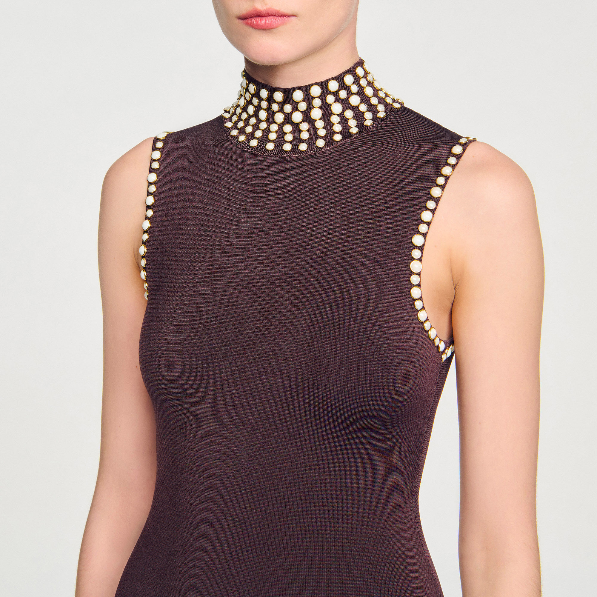Abito midi in maglia con frange