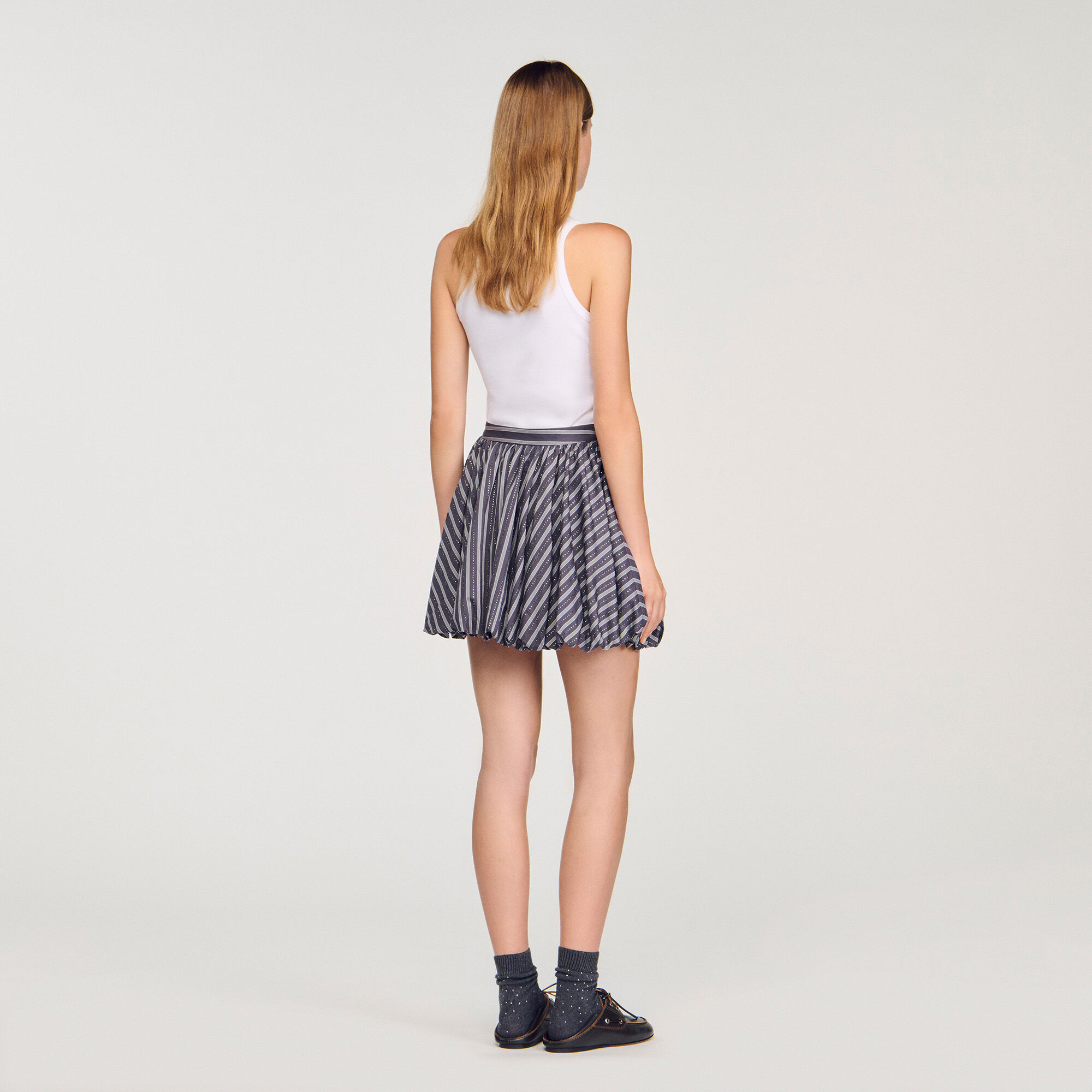 Vestito a ruota con strass a righe