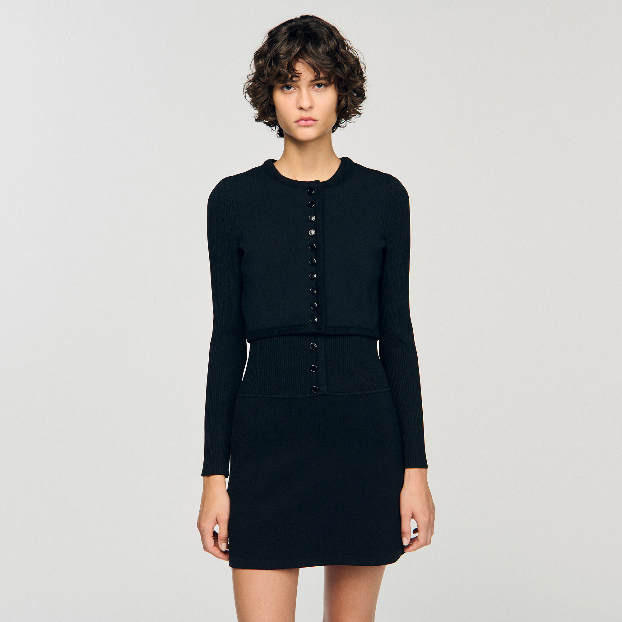 Cardigan corto in maglia fine