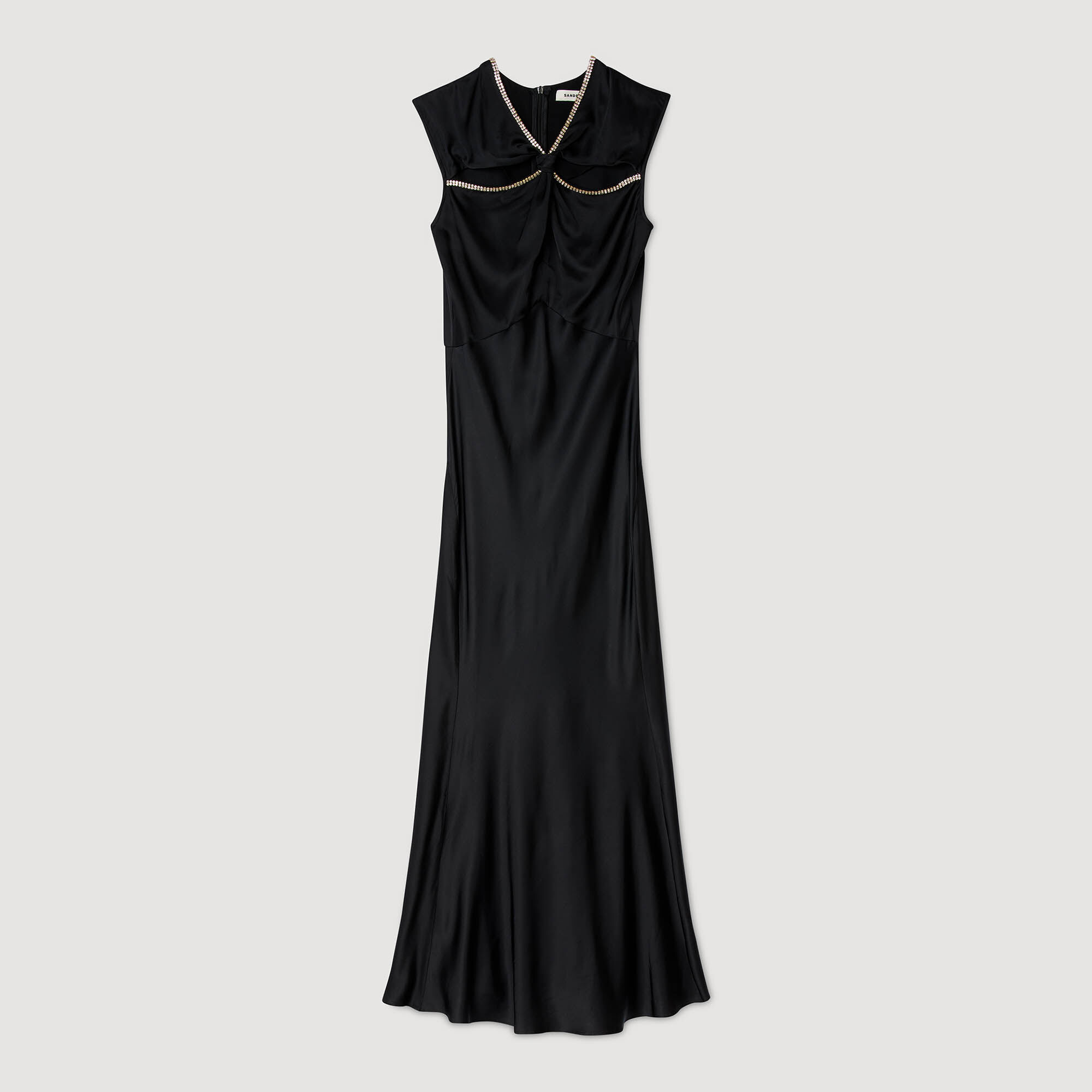 Abito maxi in satin con strass