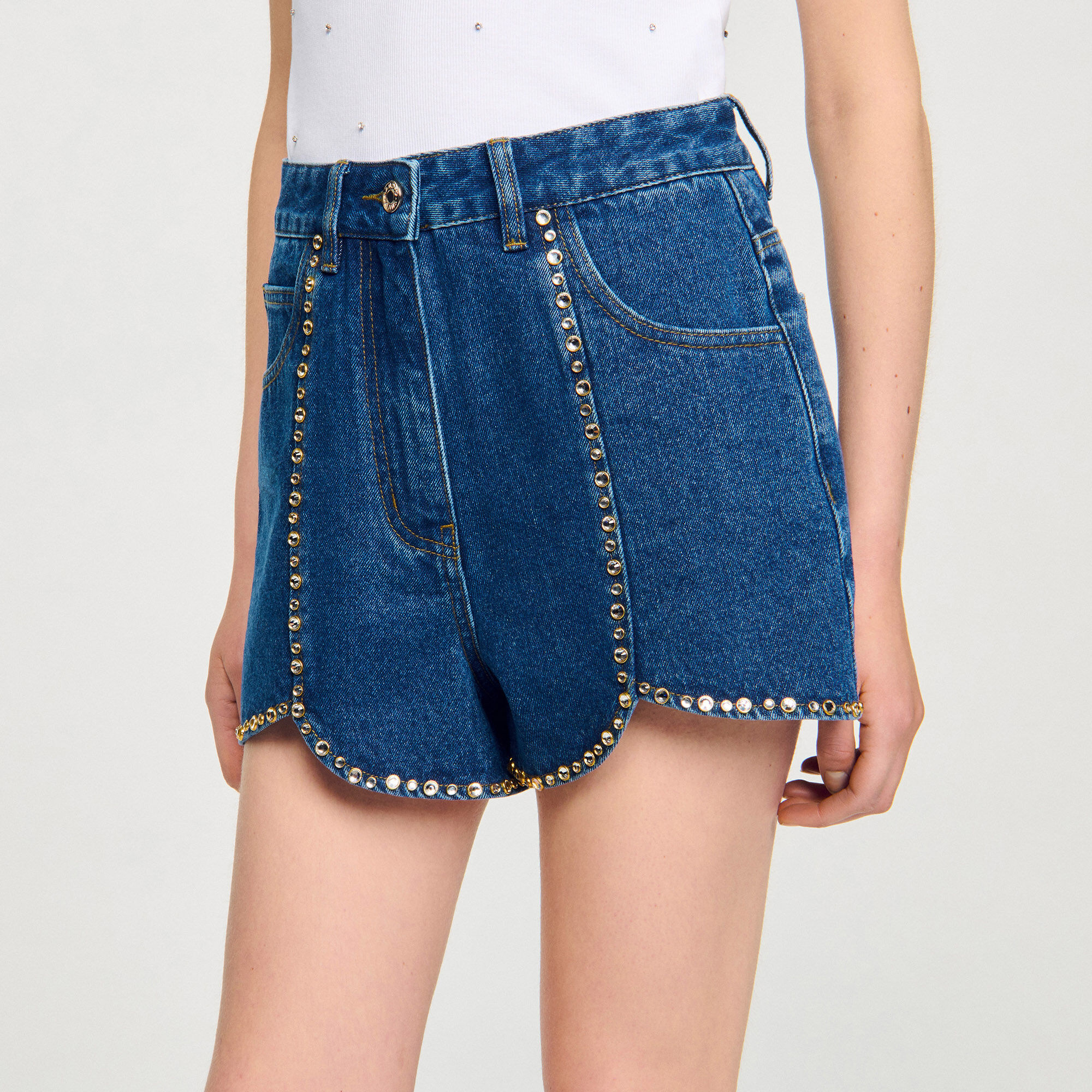 Corti in denim con strass