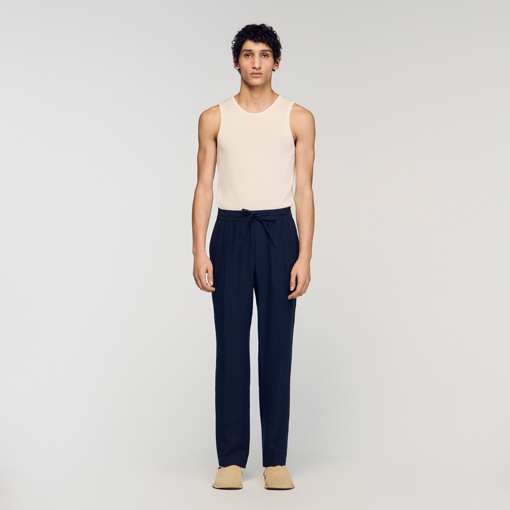 Pantaloni in lino a taglio dritto