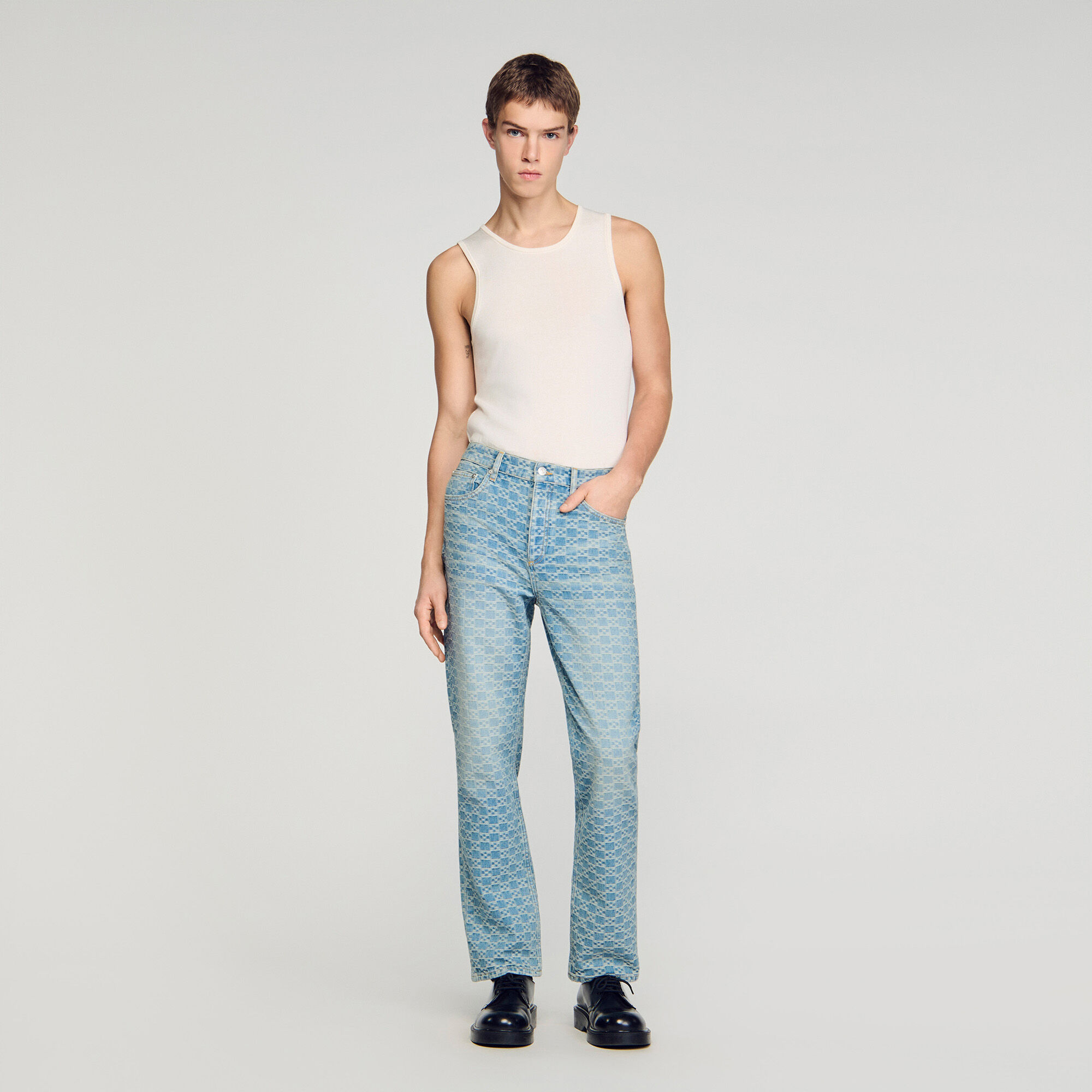 Jeans a vita quadrata con taglio regolare