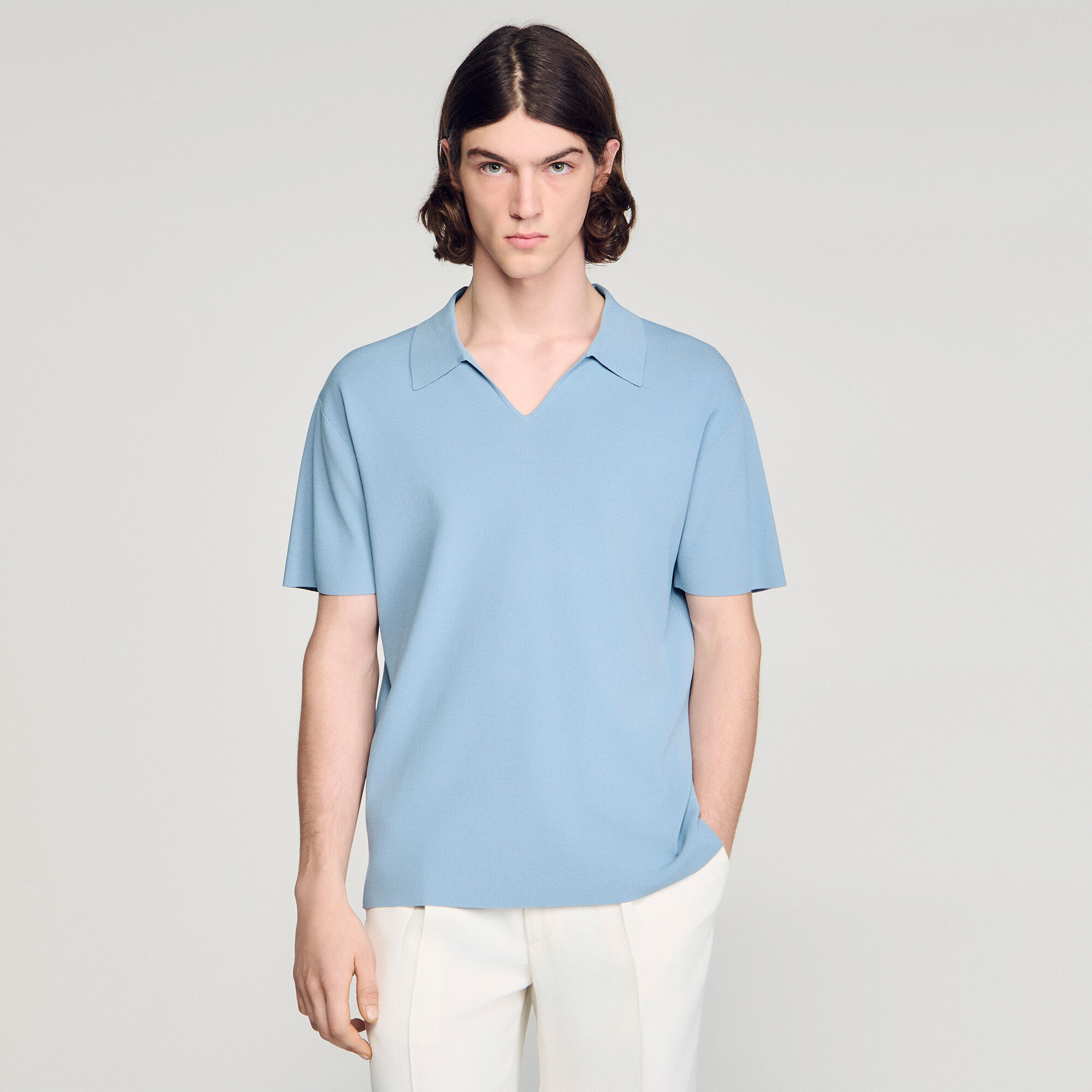 Maglia polo in maglia elasticizzata
