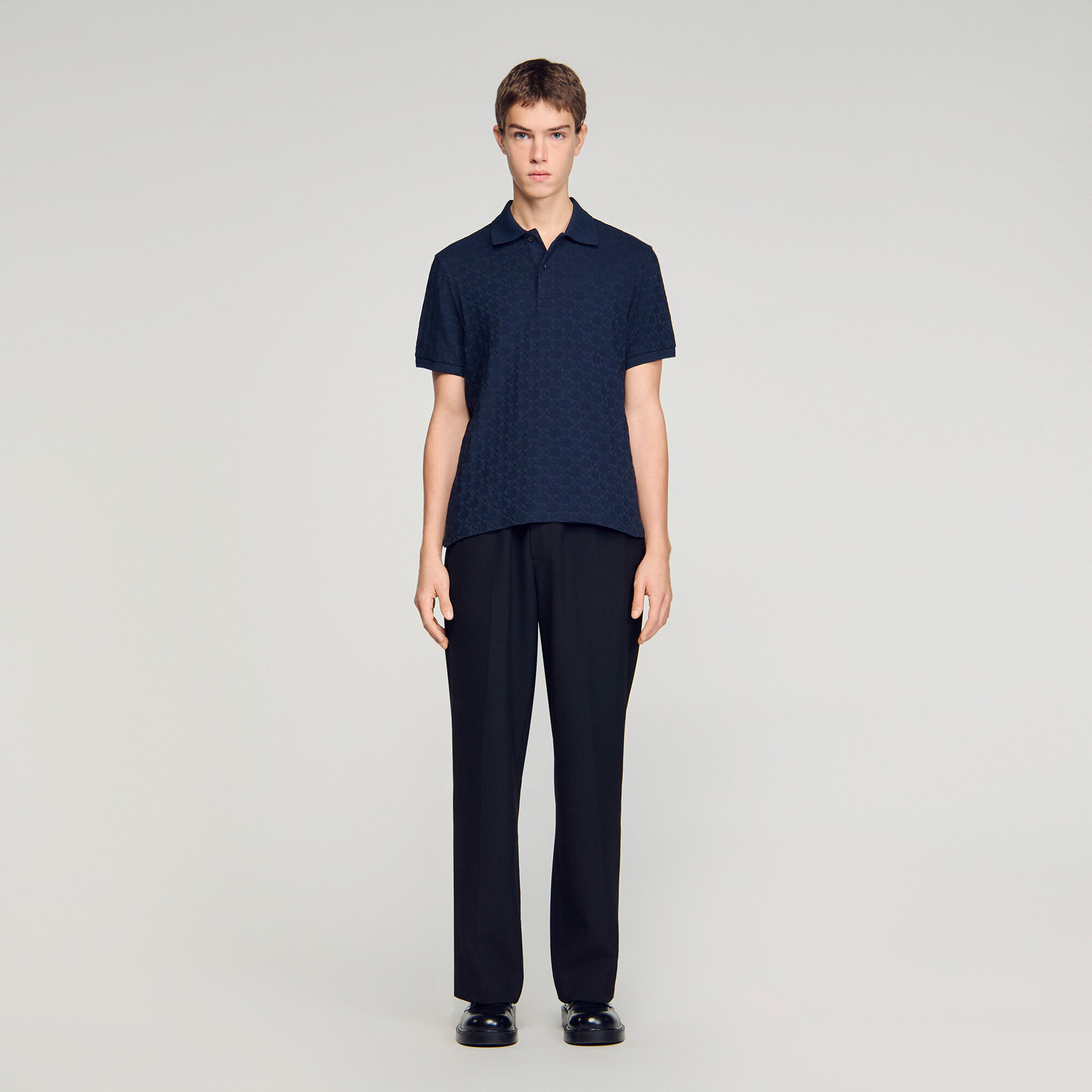 Polo jacquard con croce quadrata
