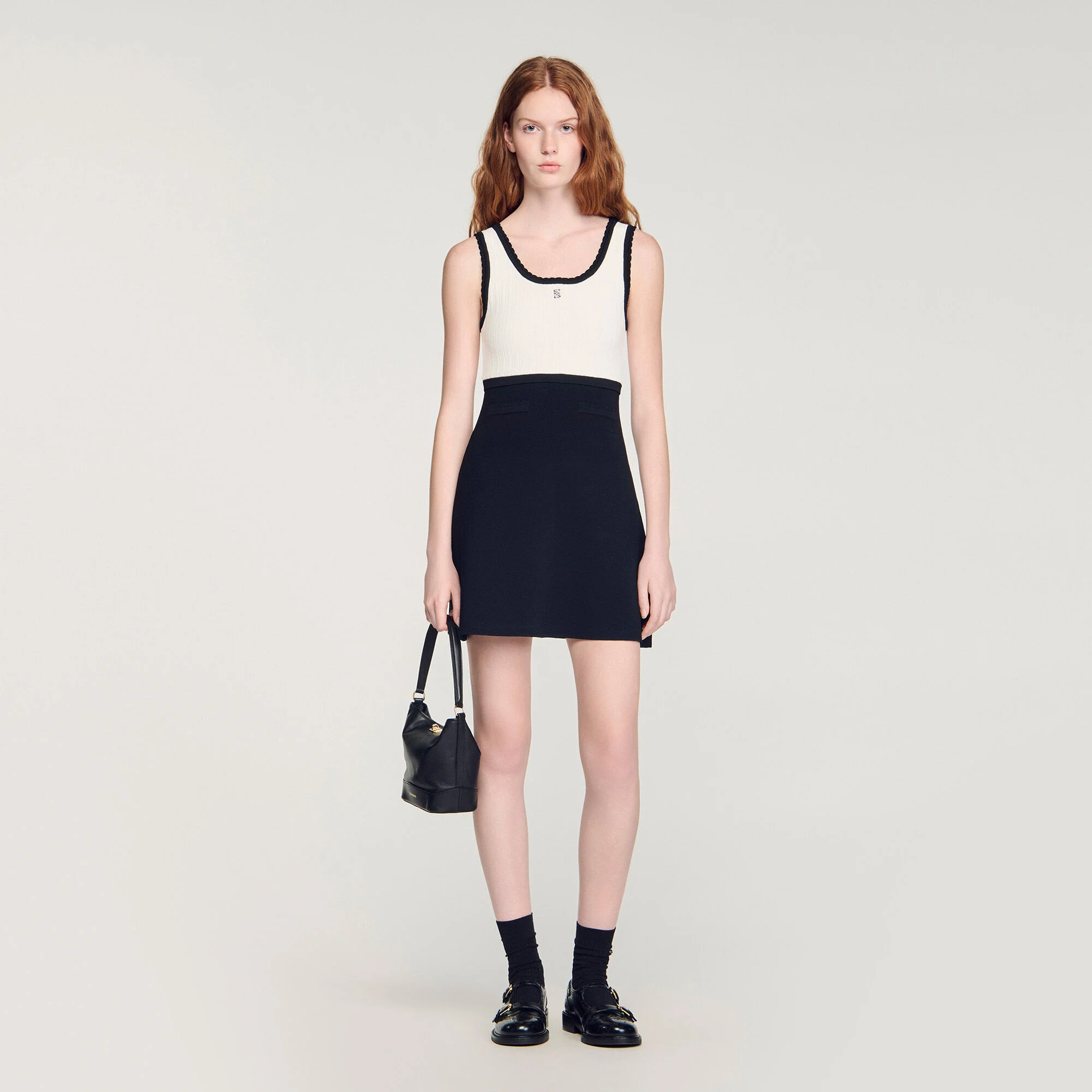 Mini vestito a maglia bicolor