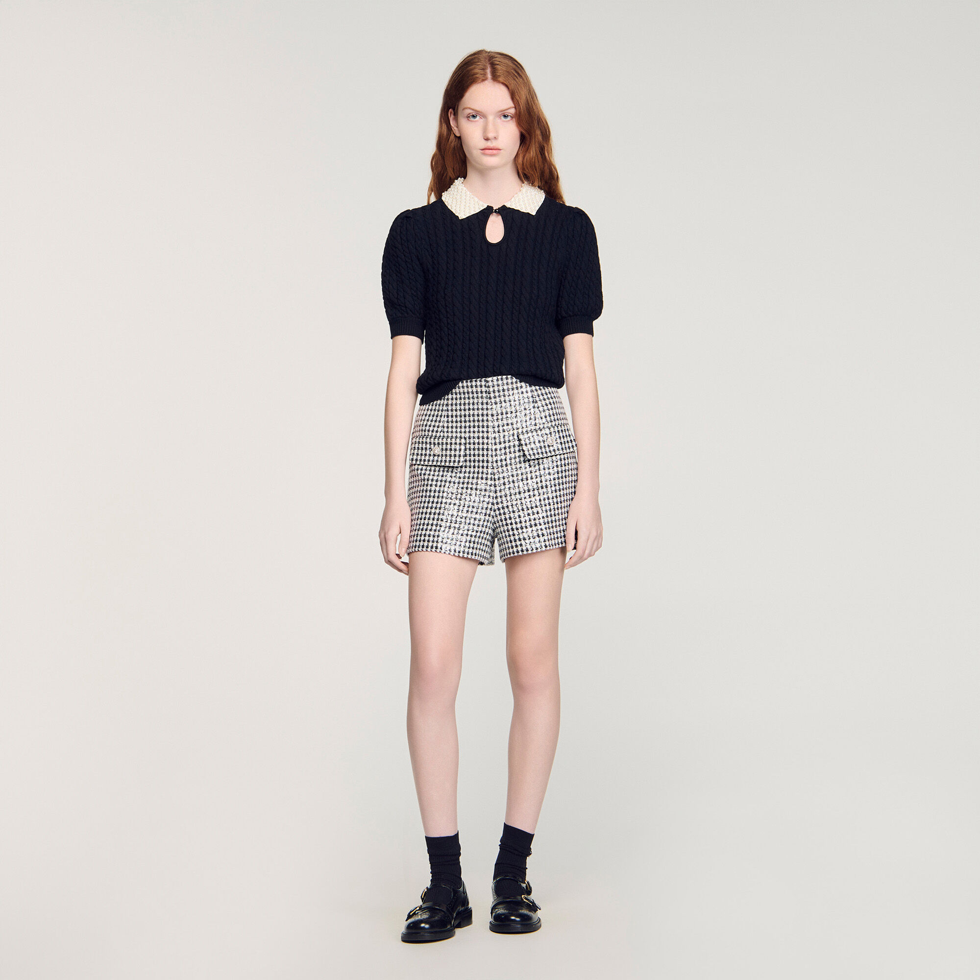 Giacca a maglia con collo staccabile