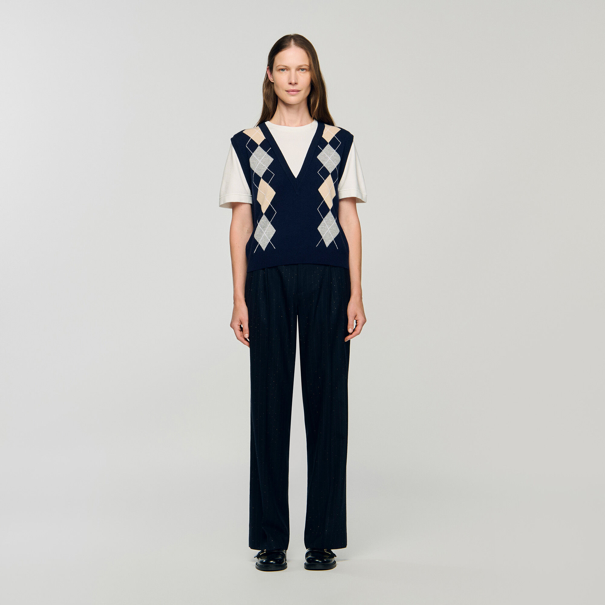 Pullover con effetto stratificato a quadri