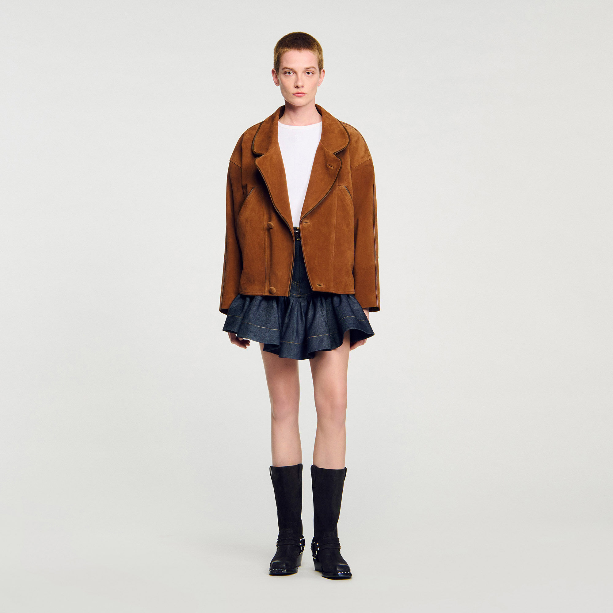 Giubbotto in pelle di capra oversize