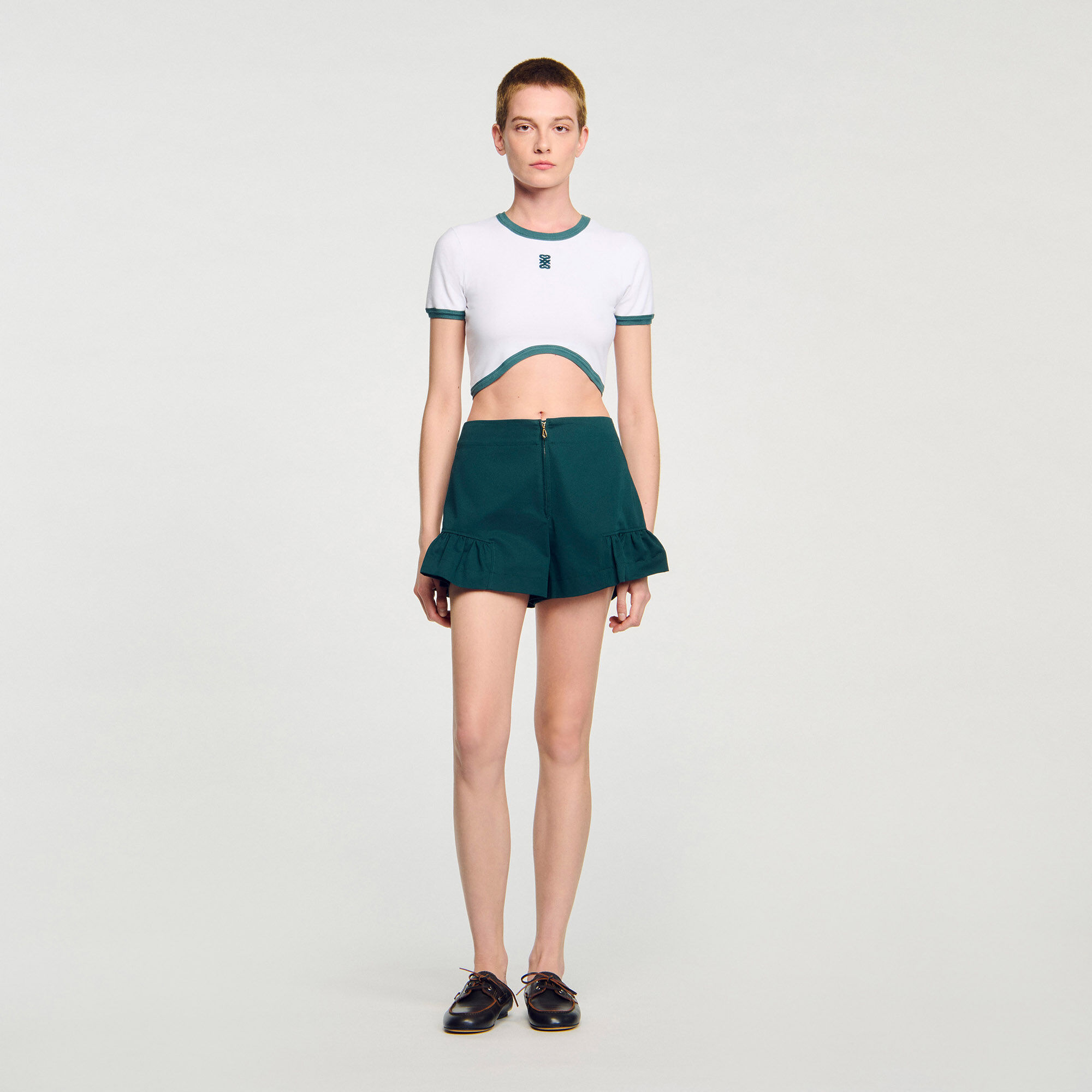 T-shirt cropped bicolor