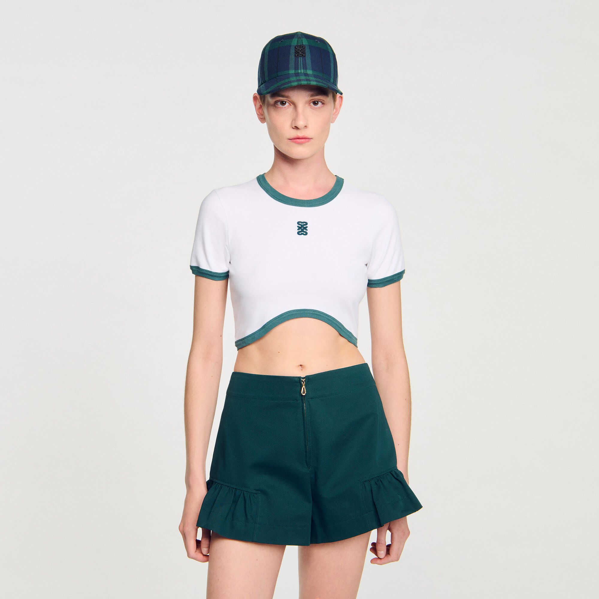 T-shirt cropped bicolor