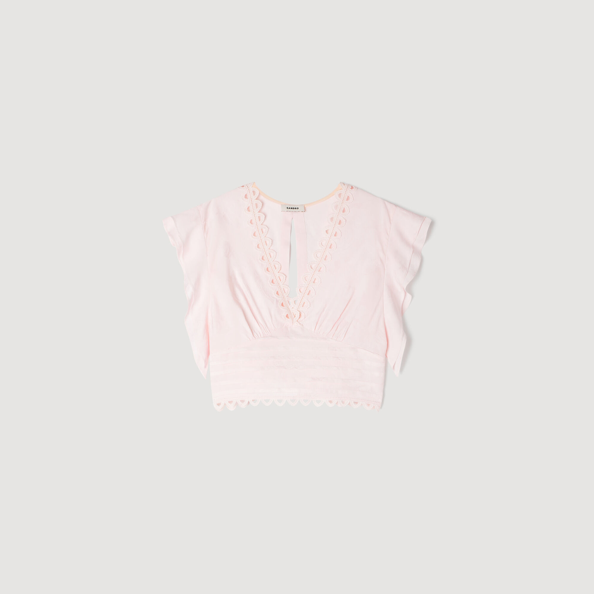 Top corto in jacquard floreale