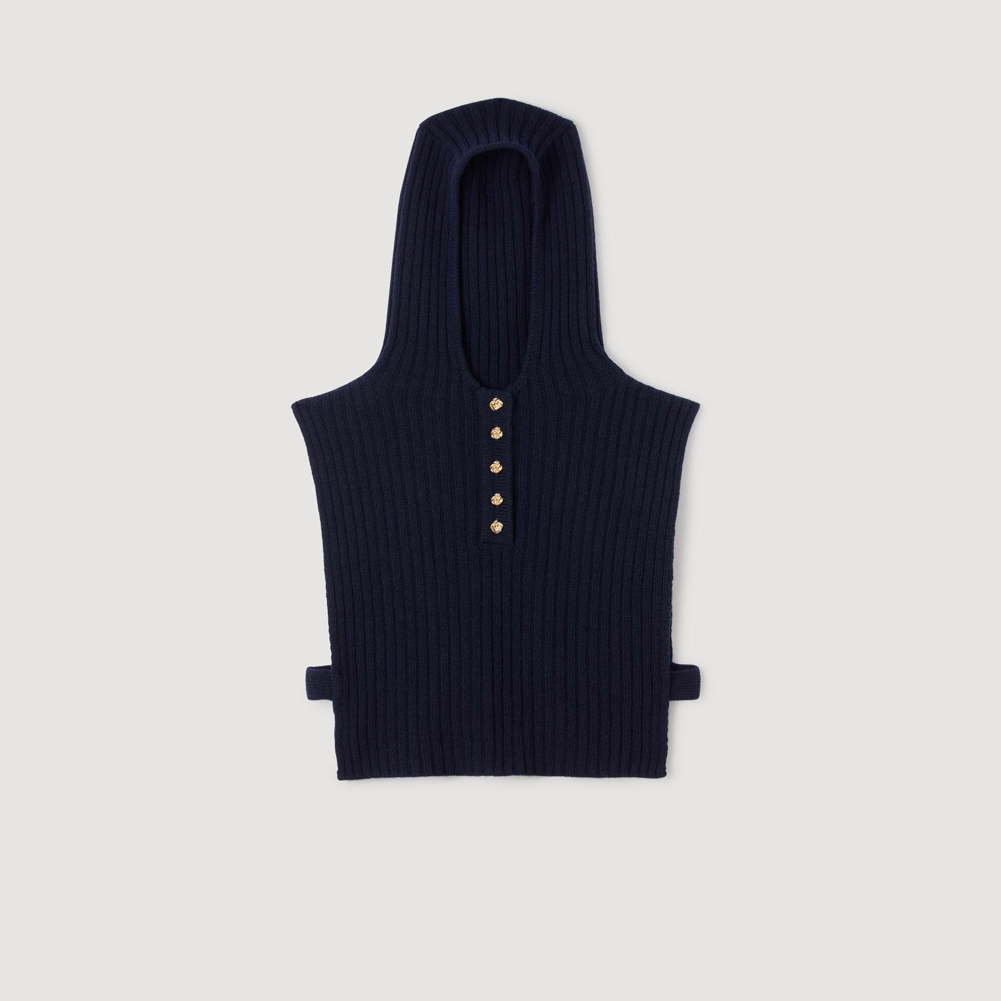 Colletto a maglia in lana con cappuccio