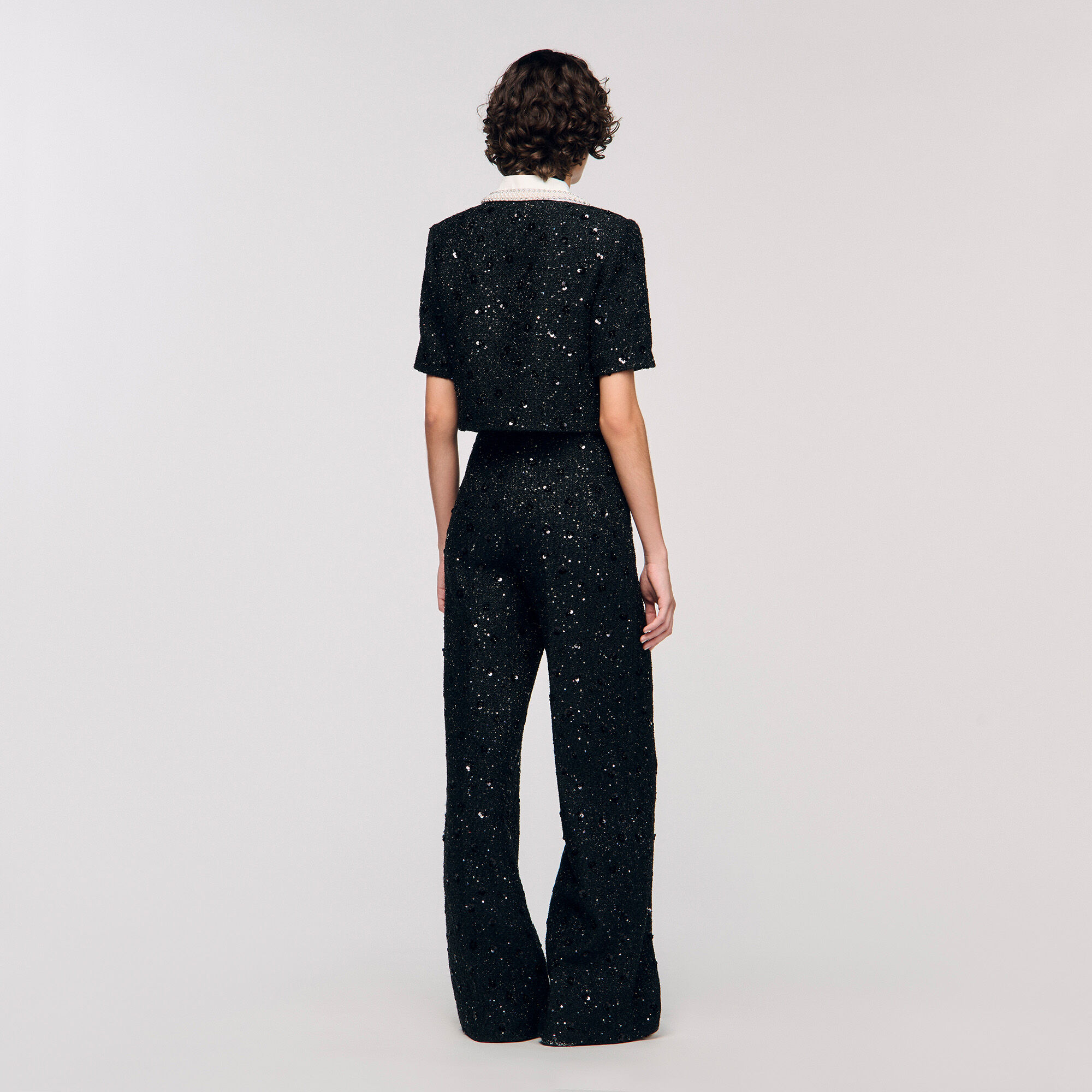 Top con colletto in strass rimovibile