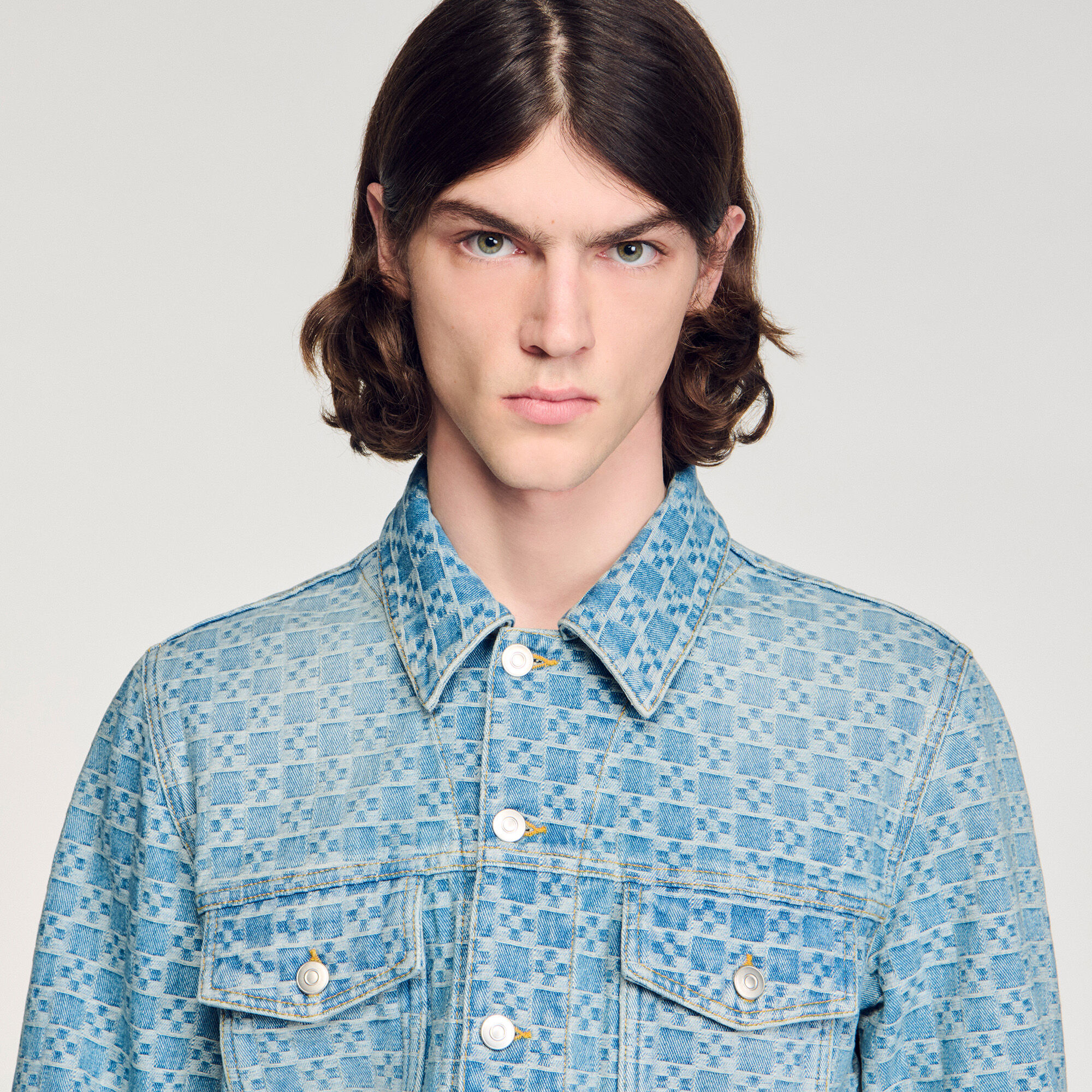 Giacca in denim con croce quadrata