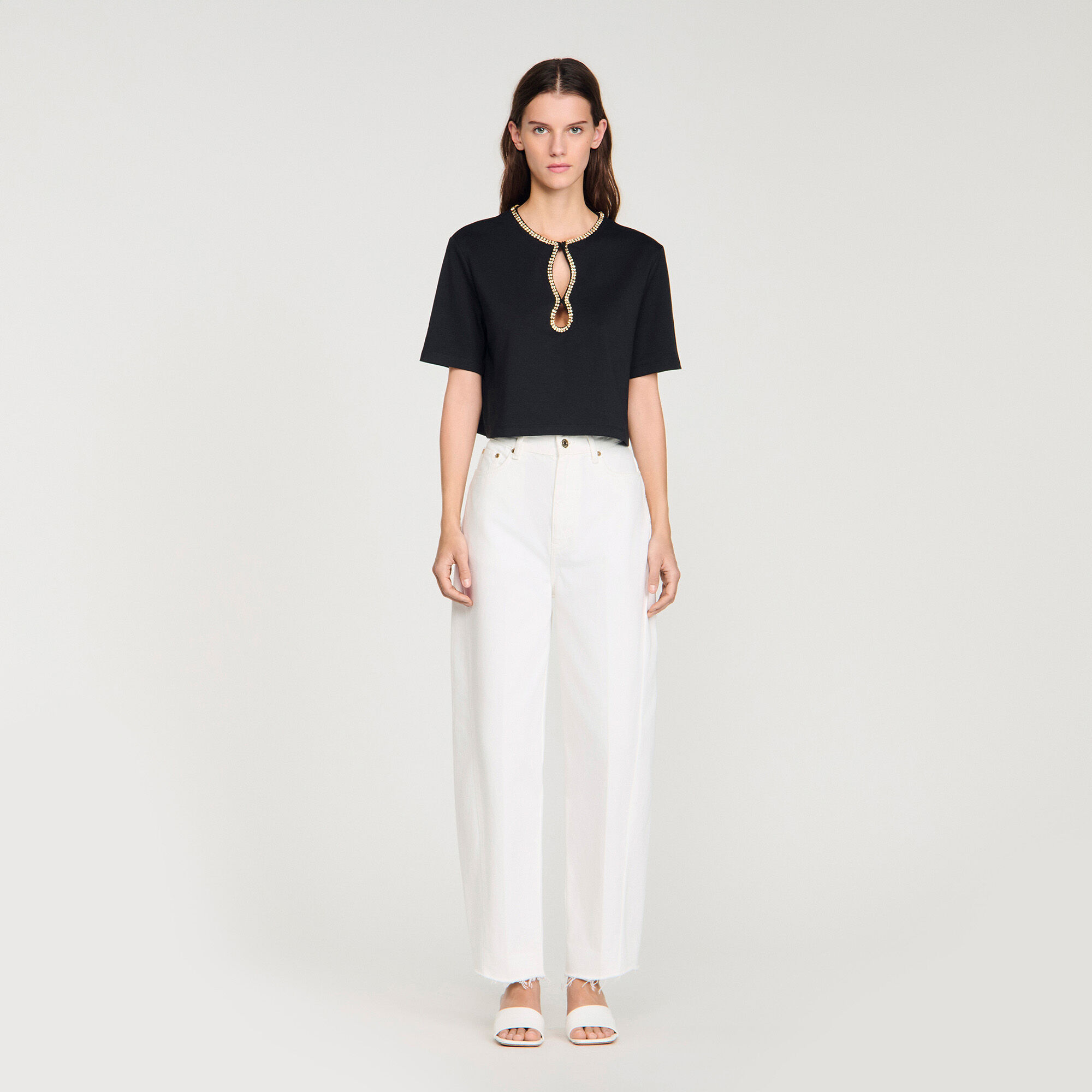 T-shirt corto con strass