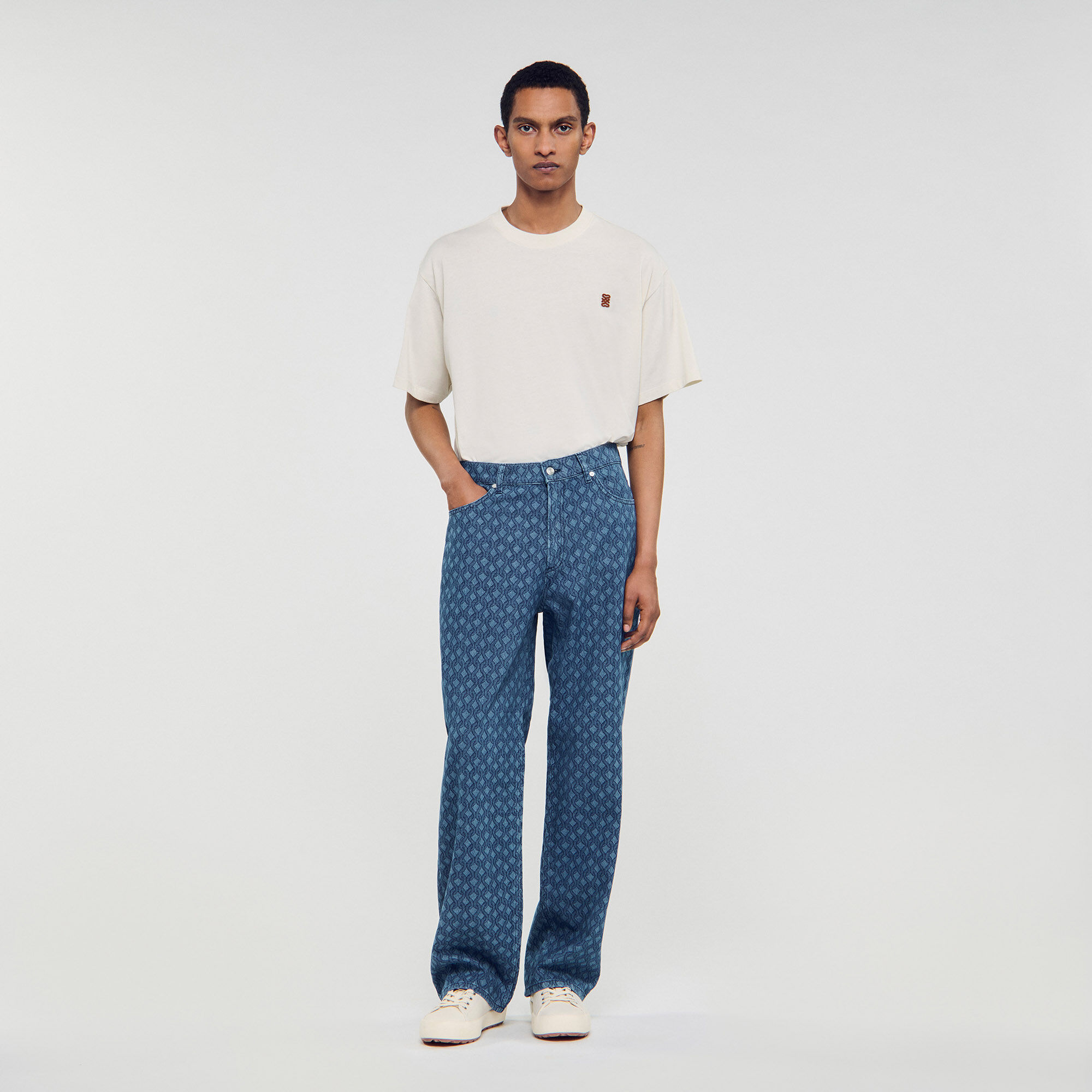 Pantaloni larghi con motivo corda