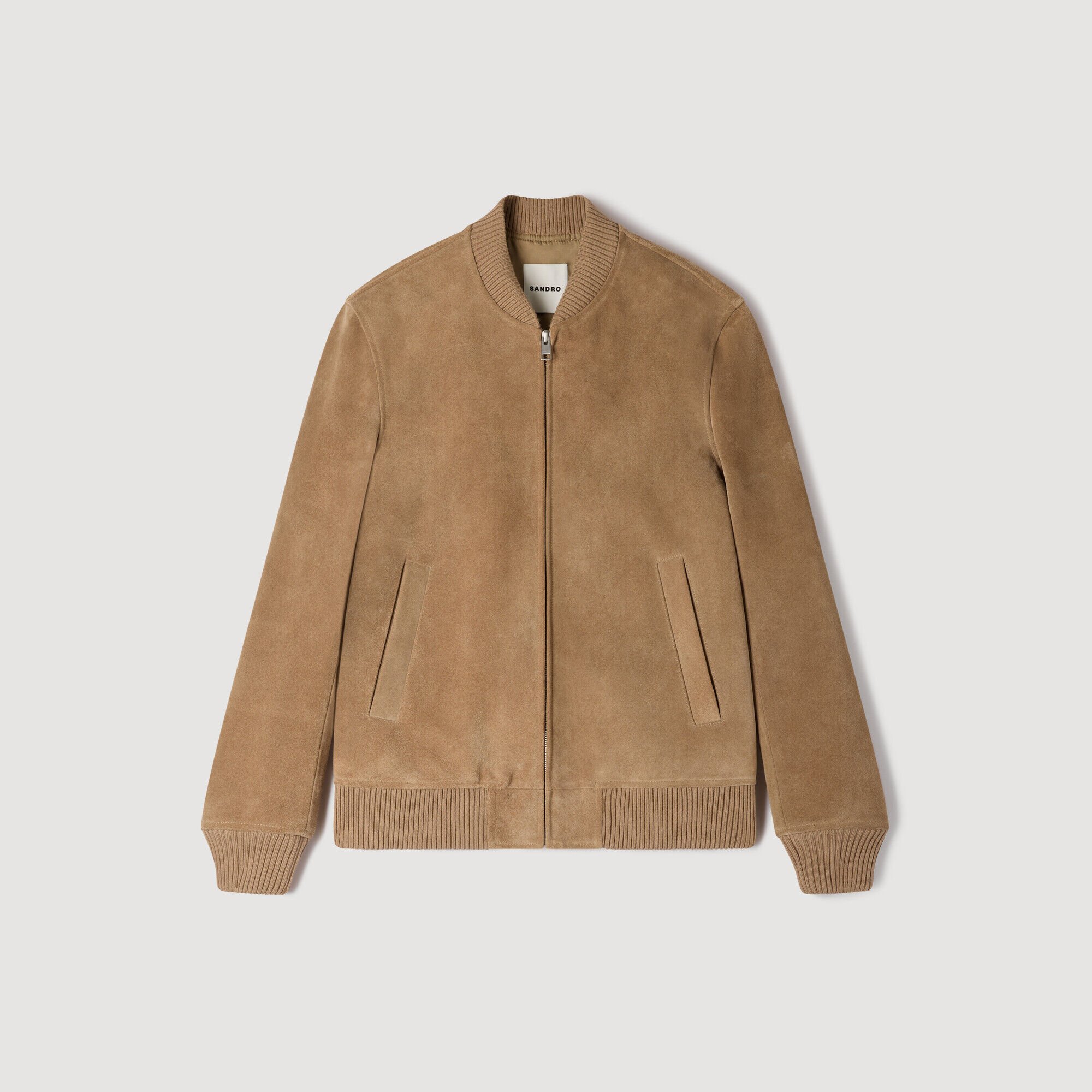 Giacca in suede a zip con spacco