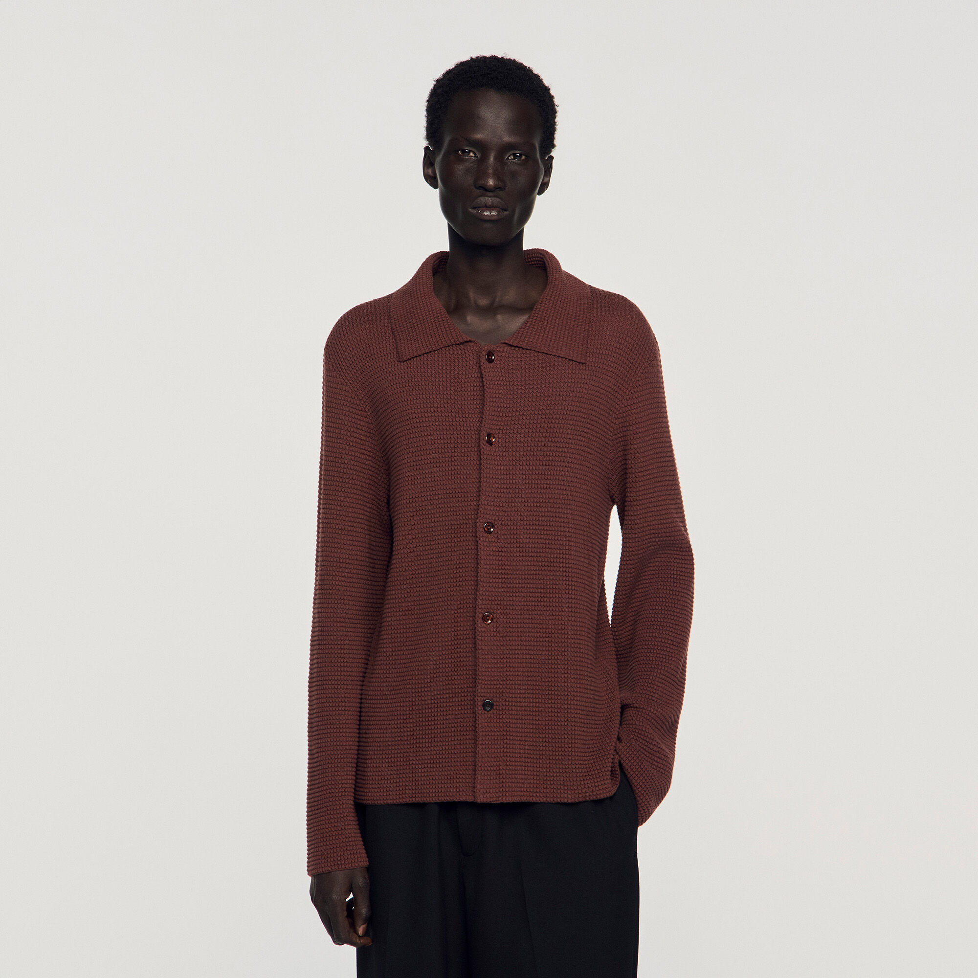 Camicia in maglia a waffle