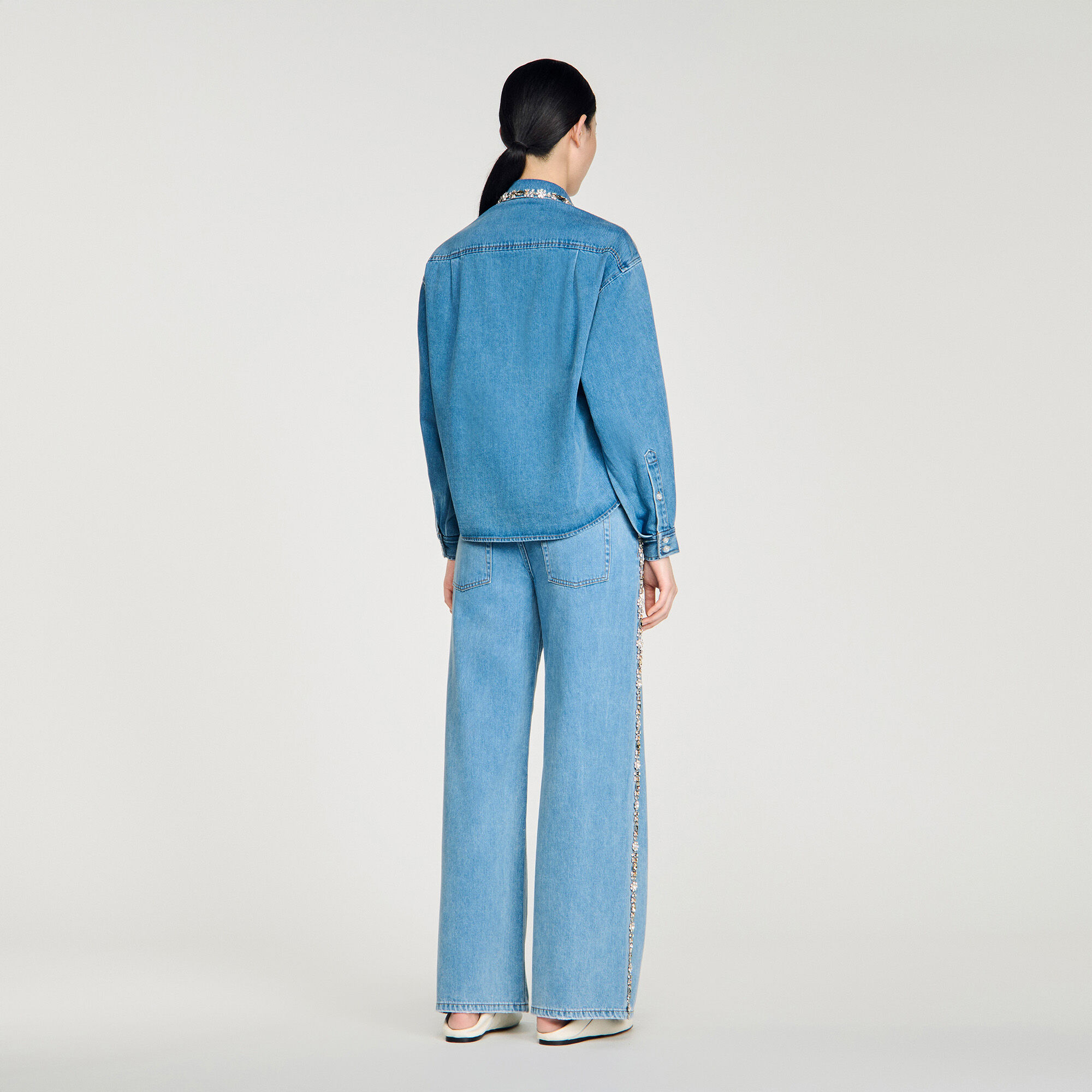 Camicia in denim con strass