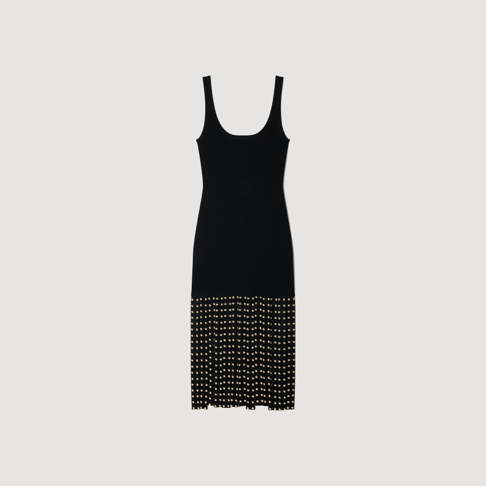 Abito midi in maglia con frange