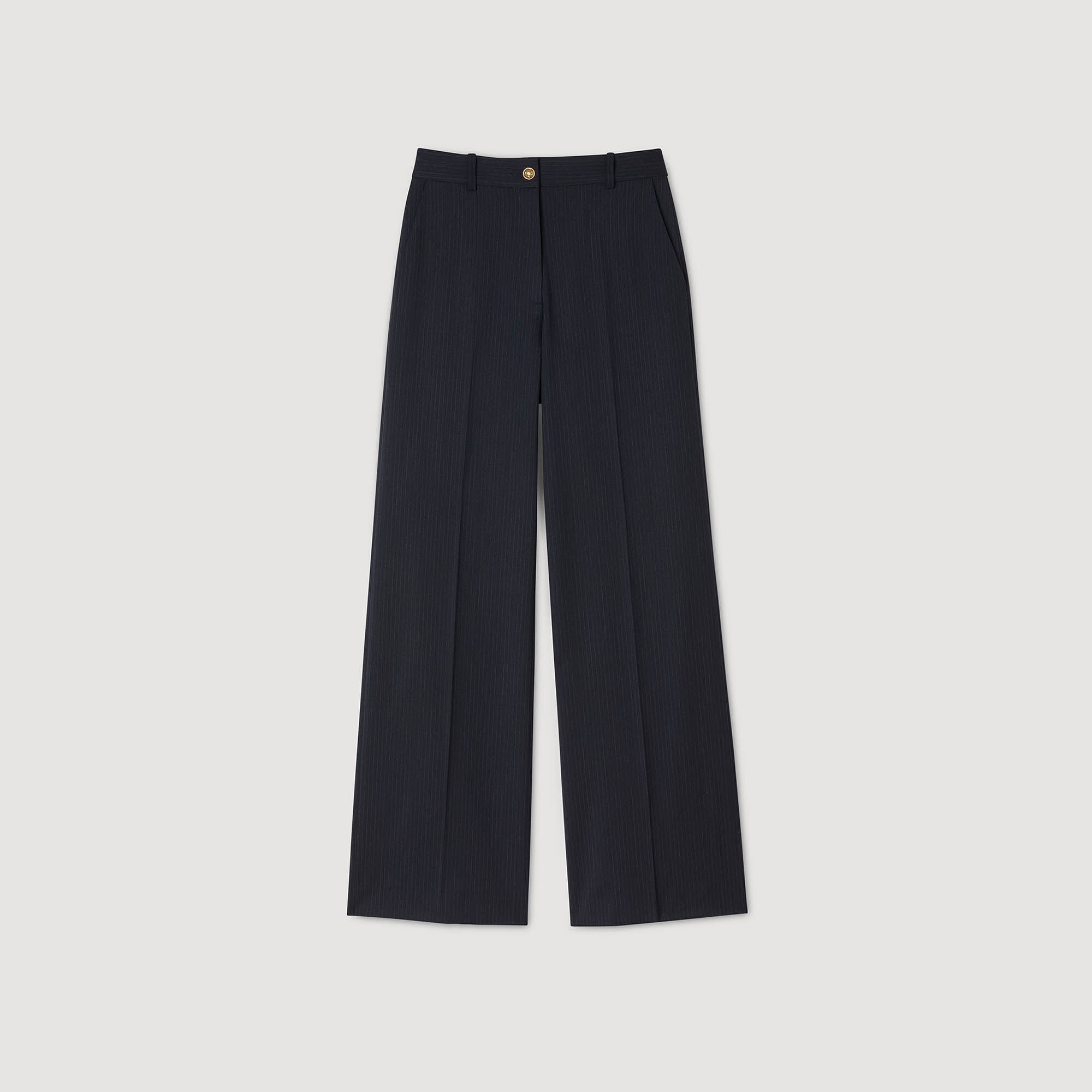 Pantaloni minimal con righe a gesso