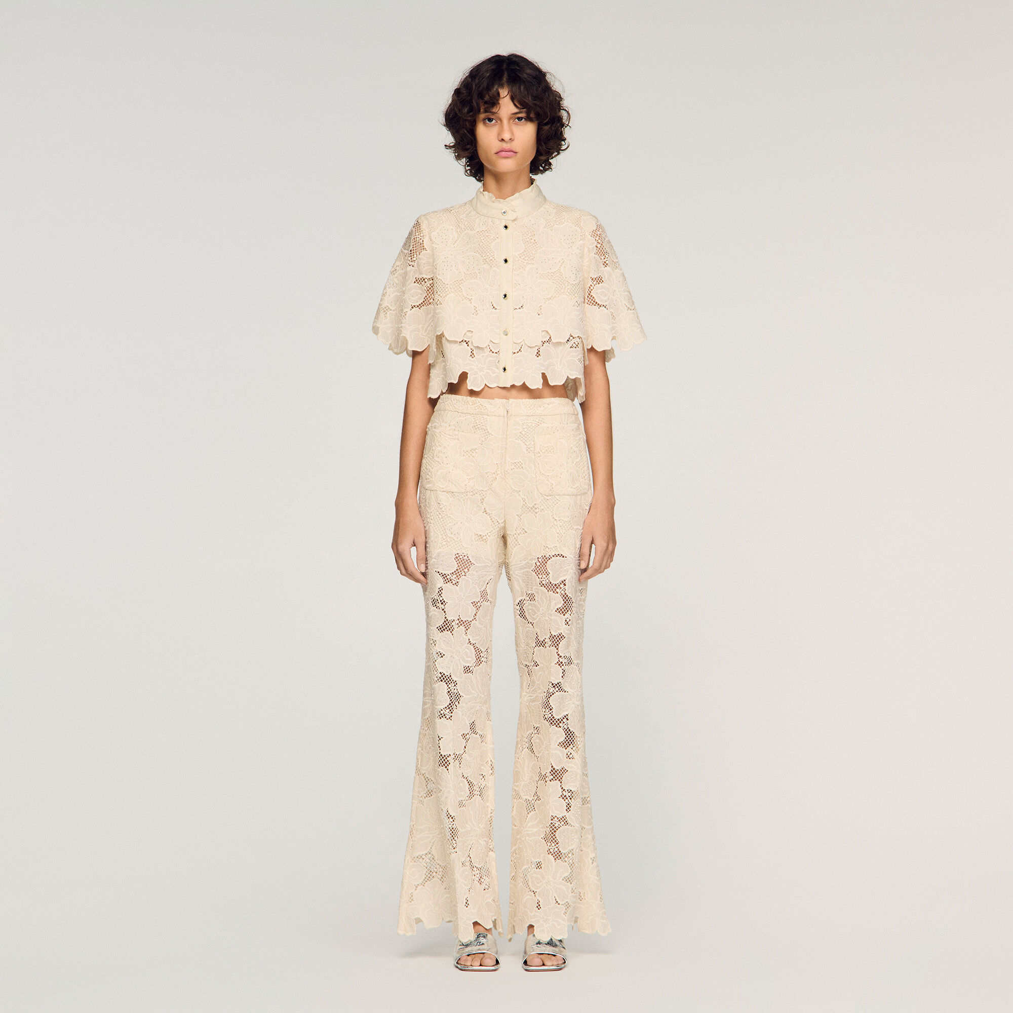 Pantaloni in pizzo guipure