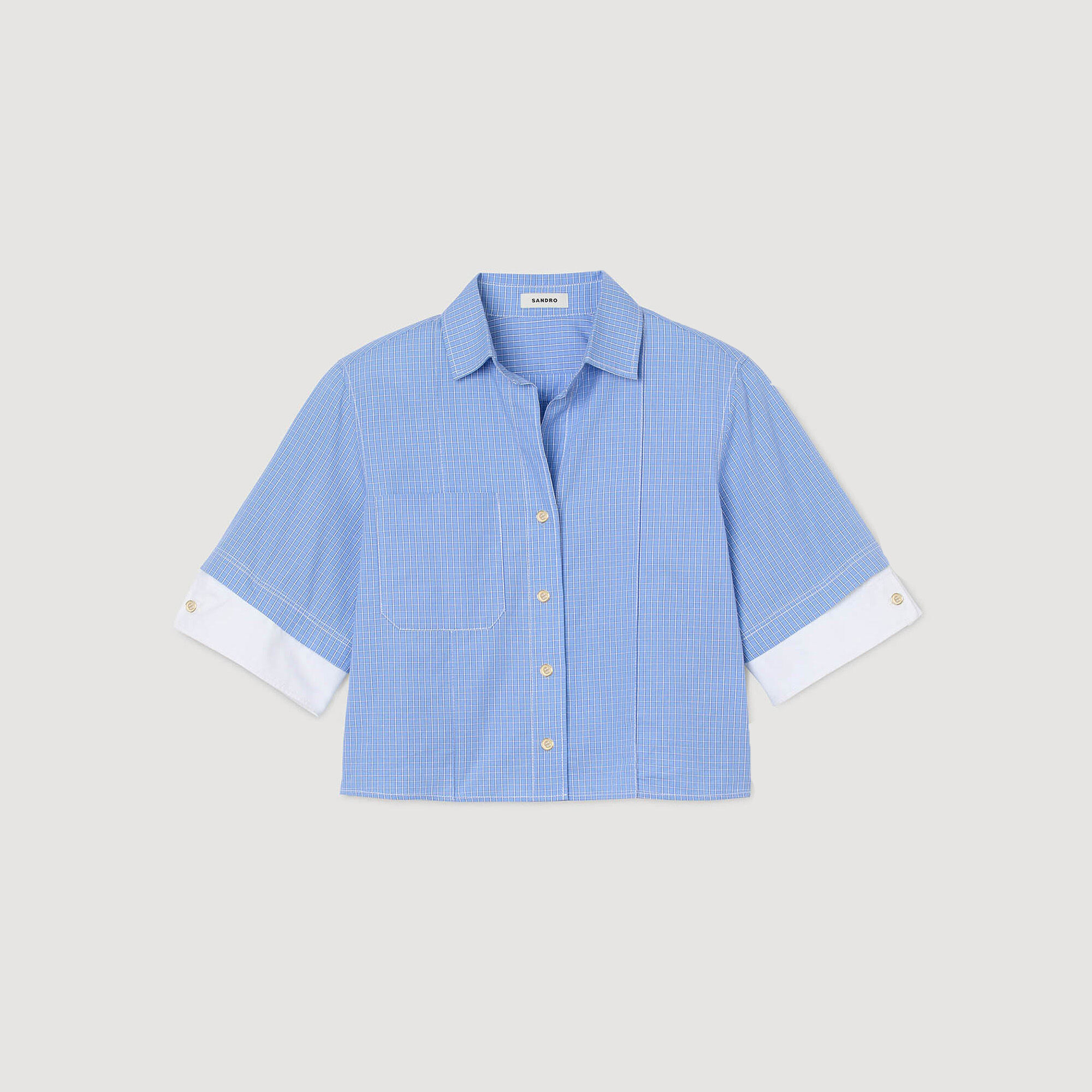 Camicia corta a piccolo quadretto