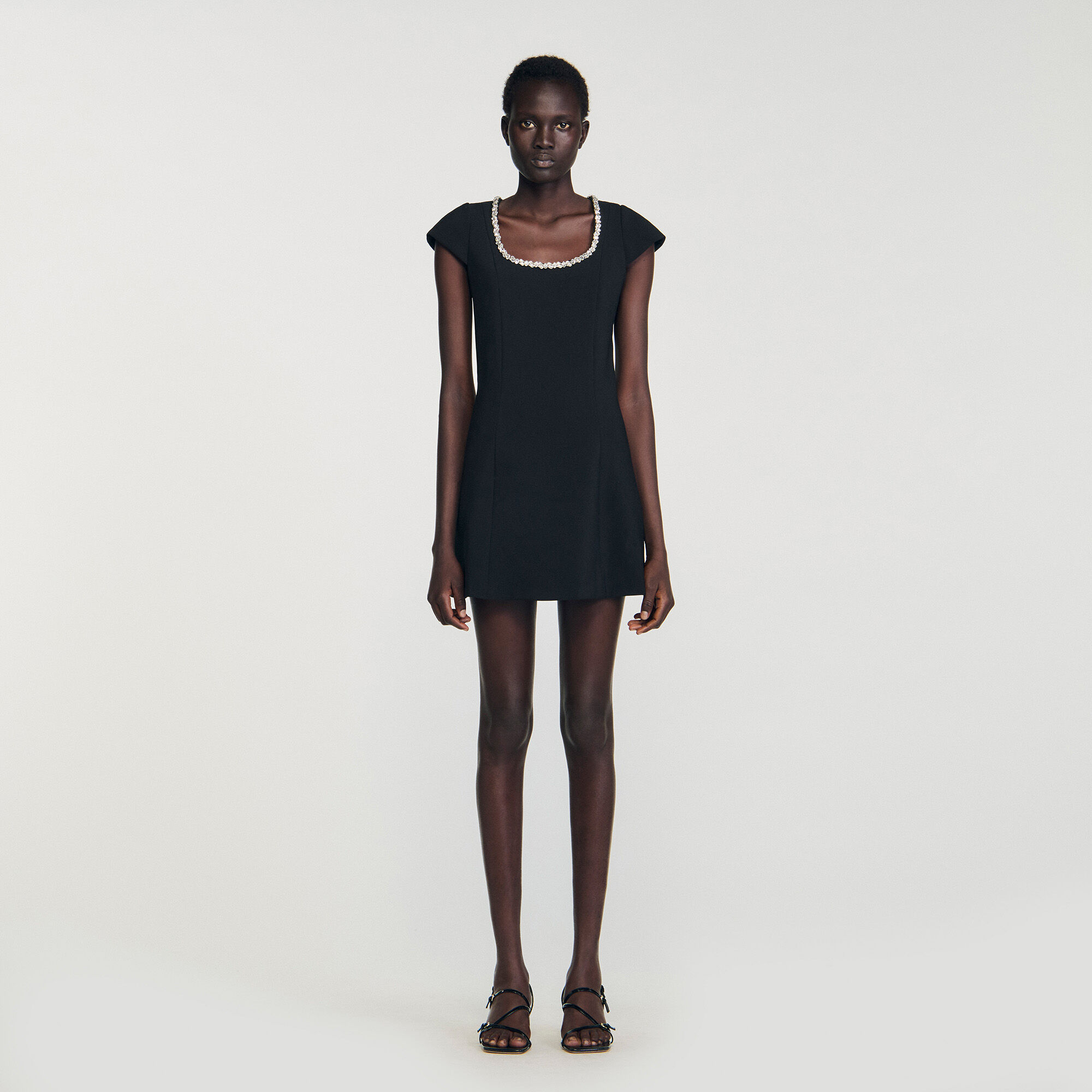 Mini dress con colletto in strass