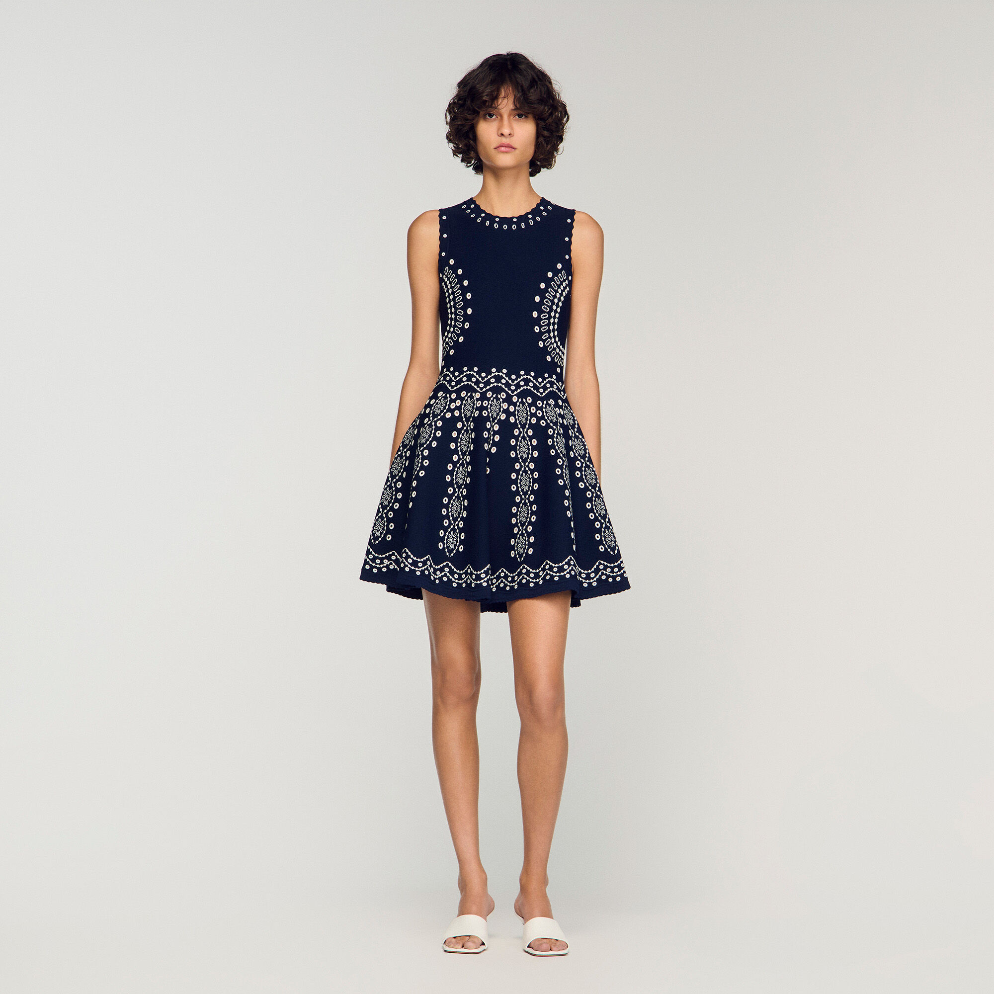 Vestito mini a maglia con stampa sciarpa