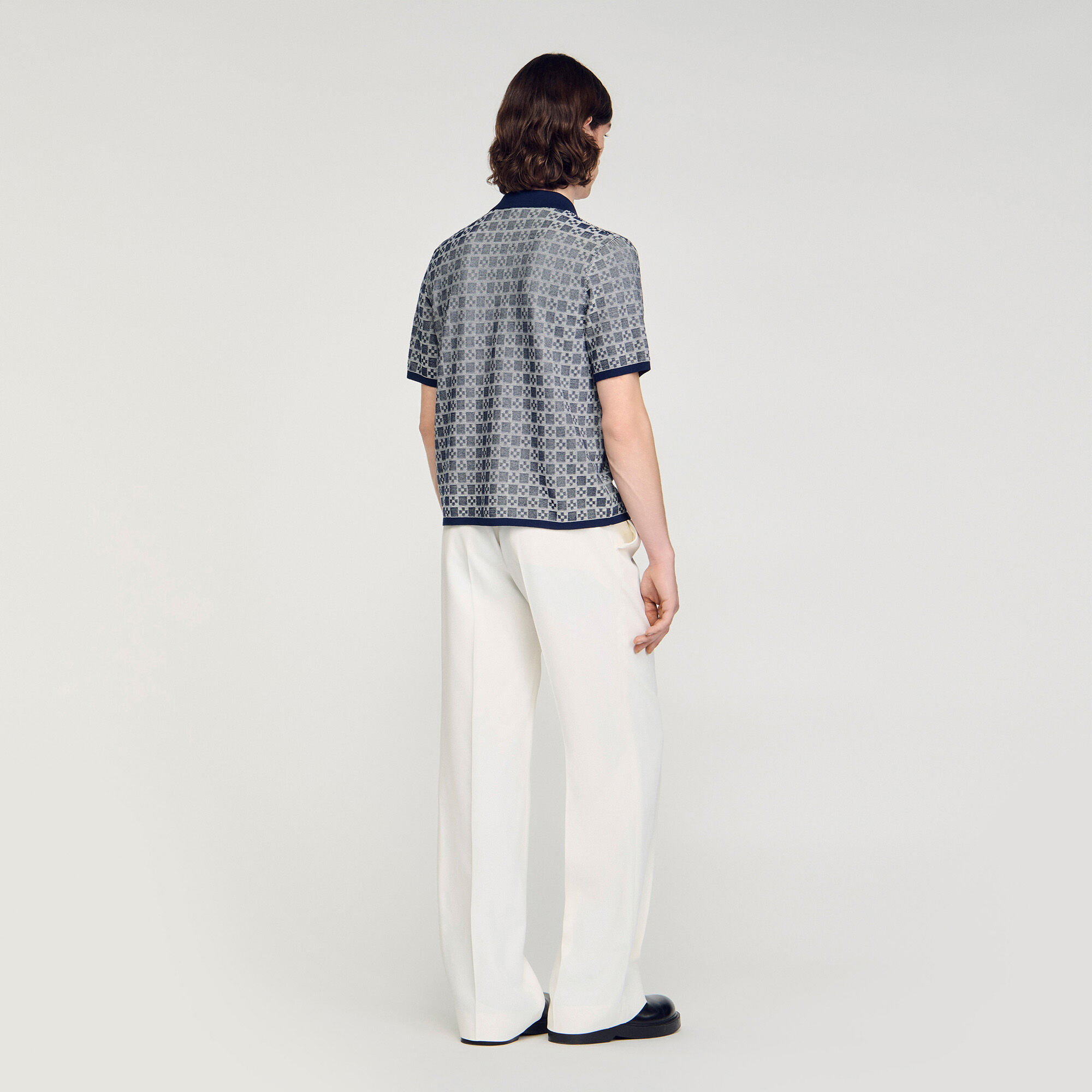 Camicia jacquard quadrata con motivo a croce