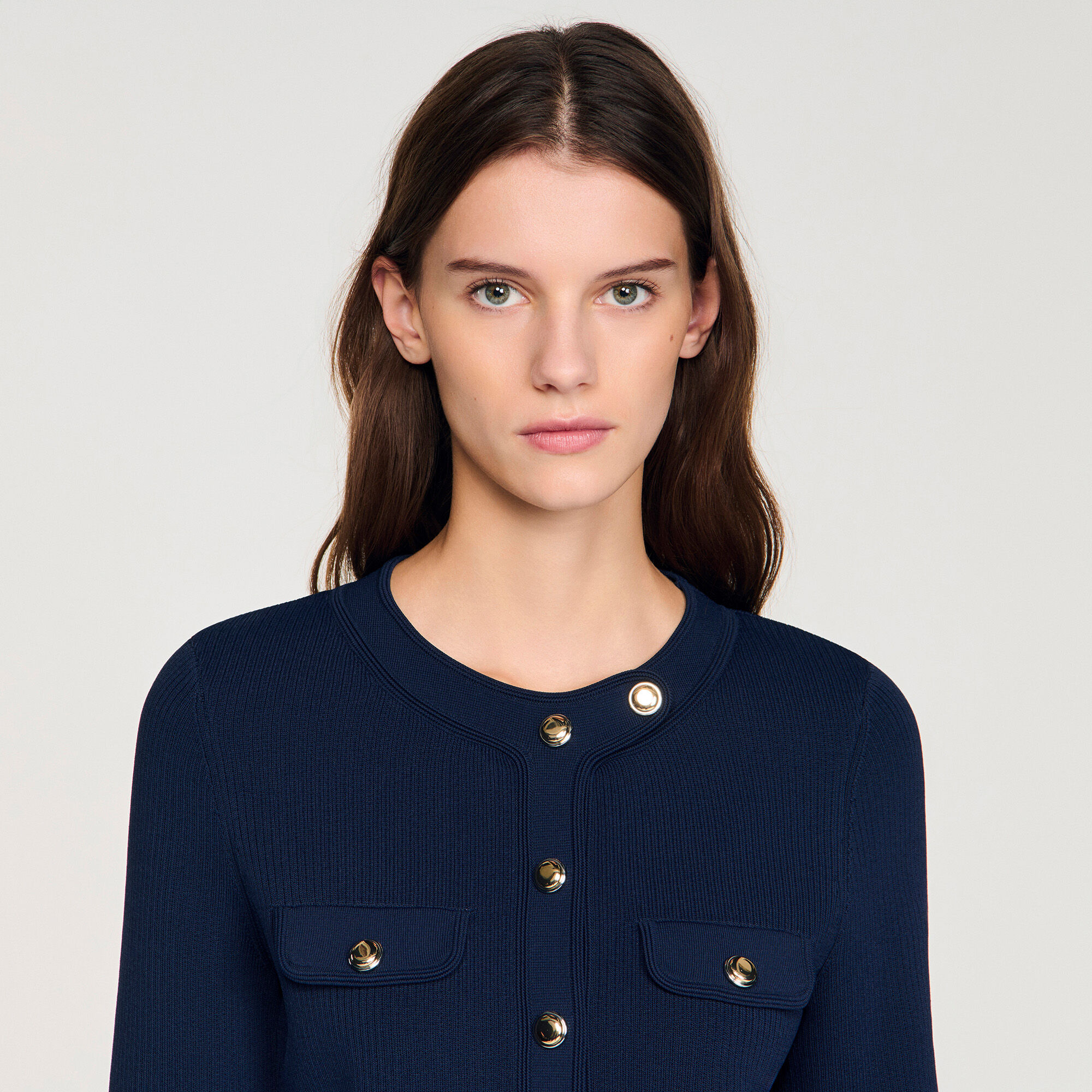Cardigan corto in maglina a coste