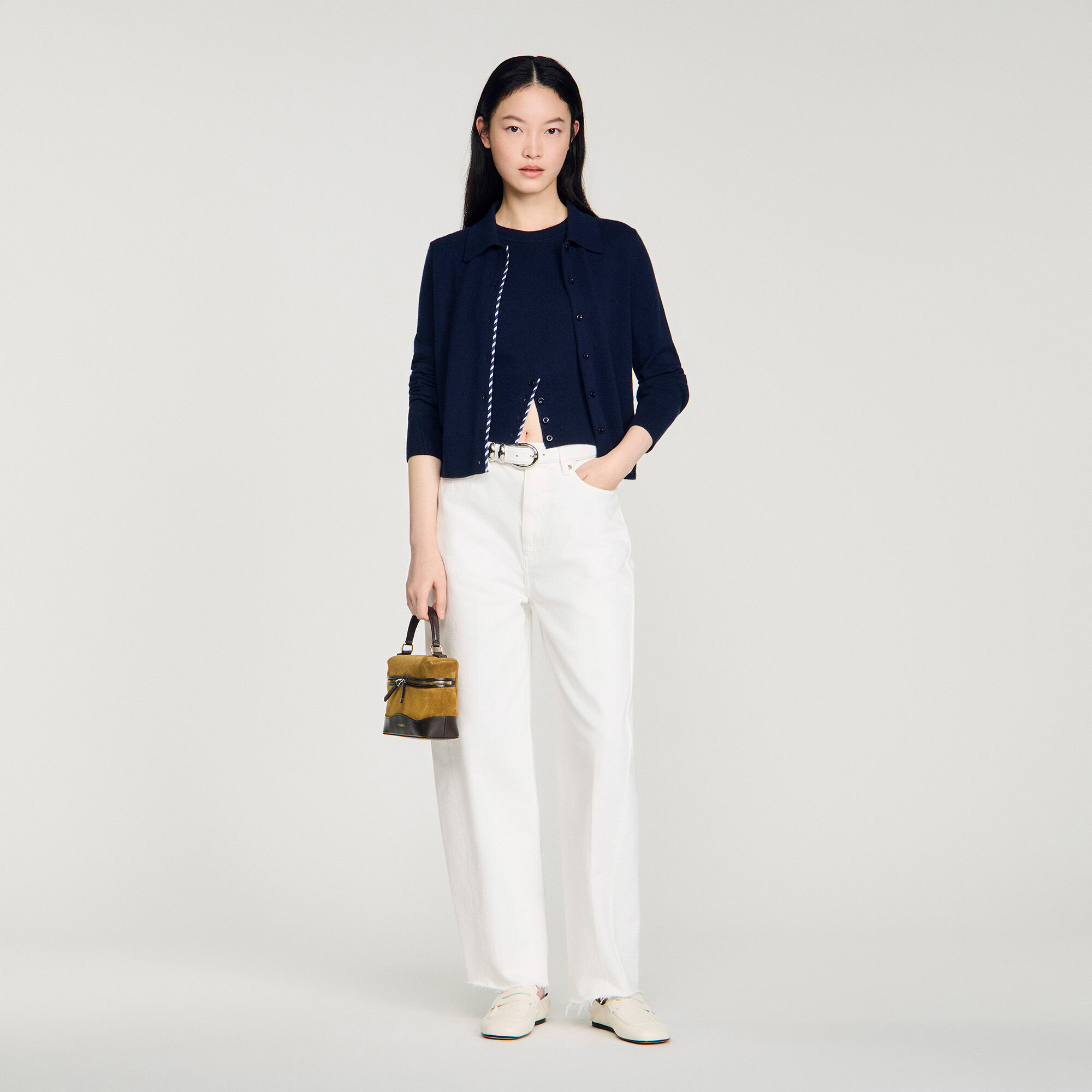 Cardigan in lana e cachemire a righe