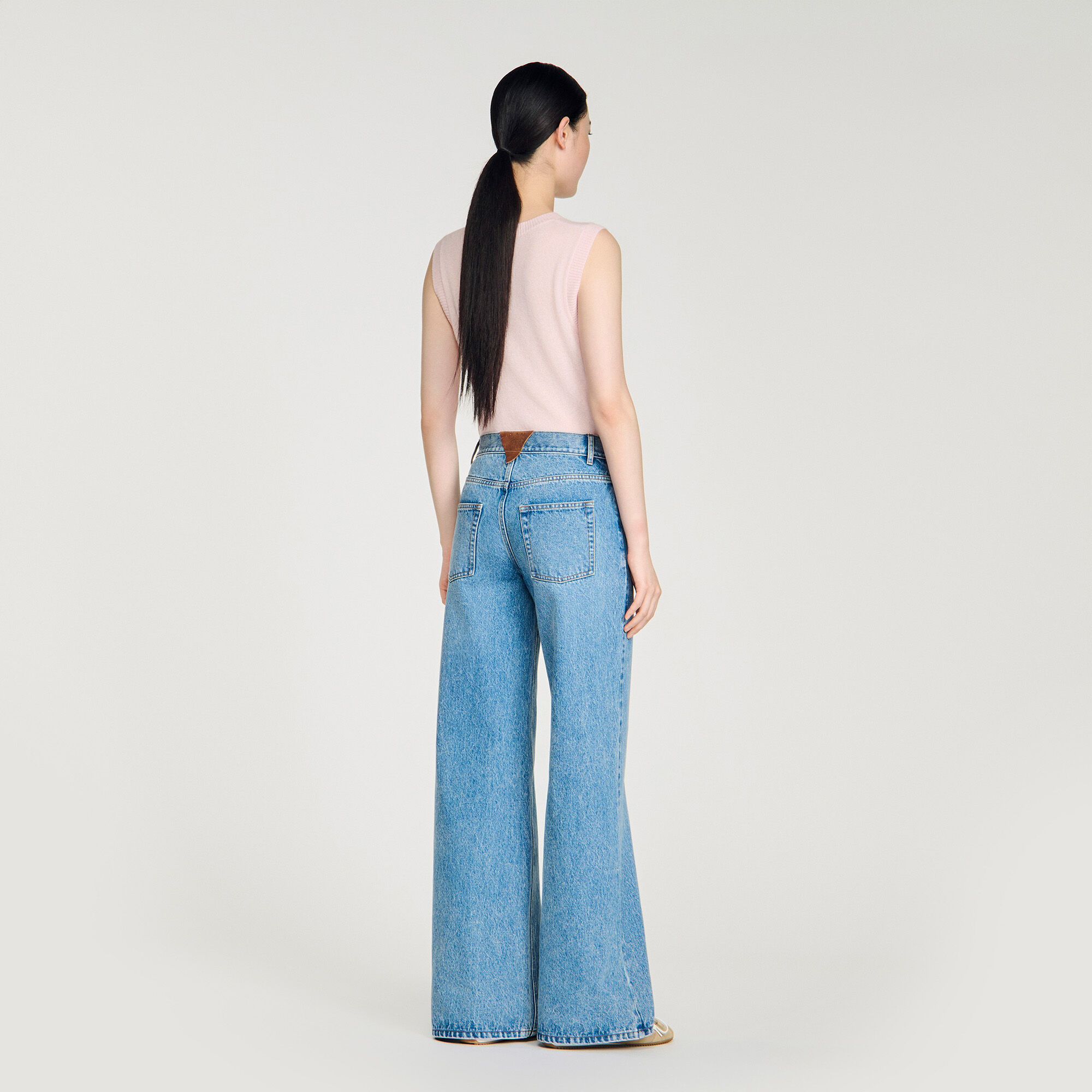 Jeans dritti a vita bassa sbiaditi
