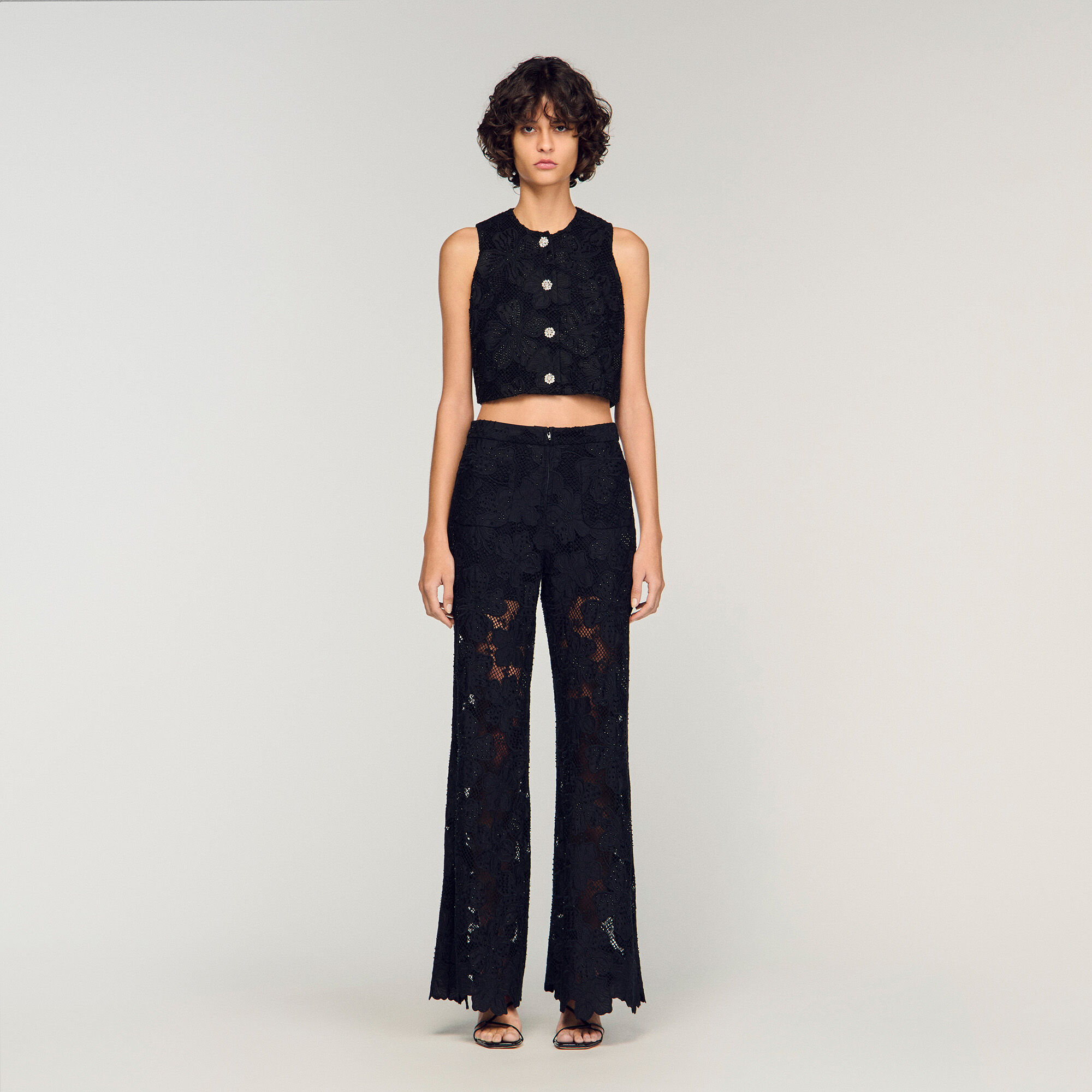 Pantaloni in pizzo guipure
