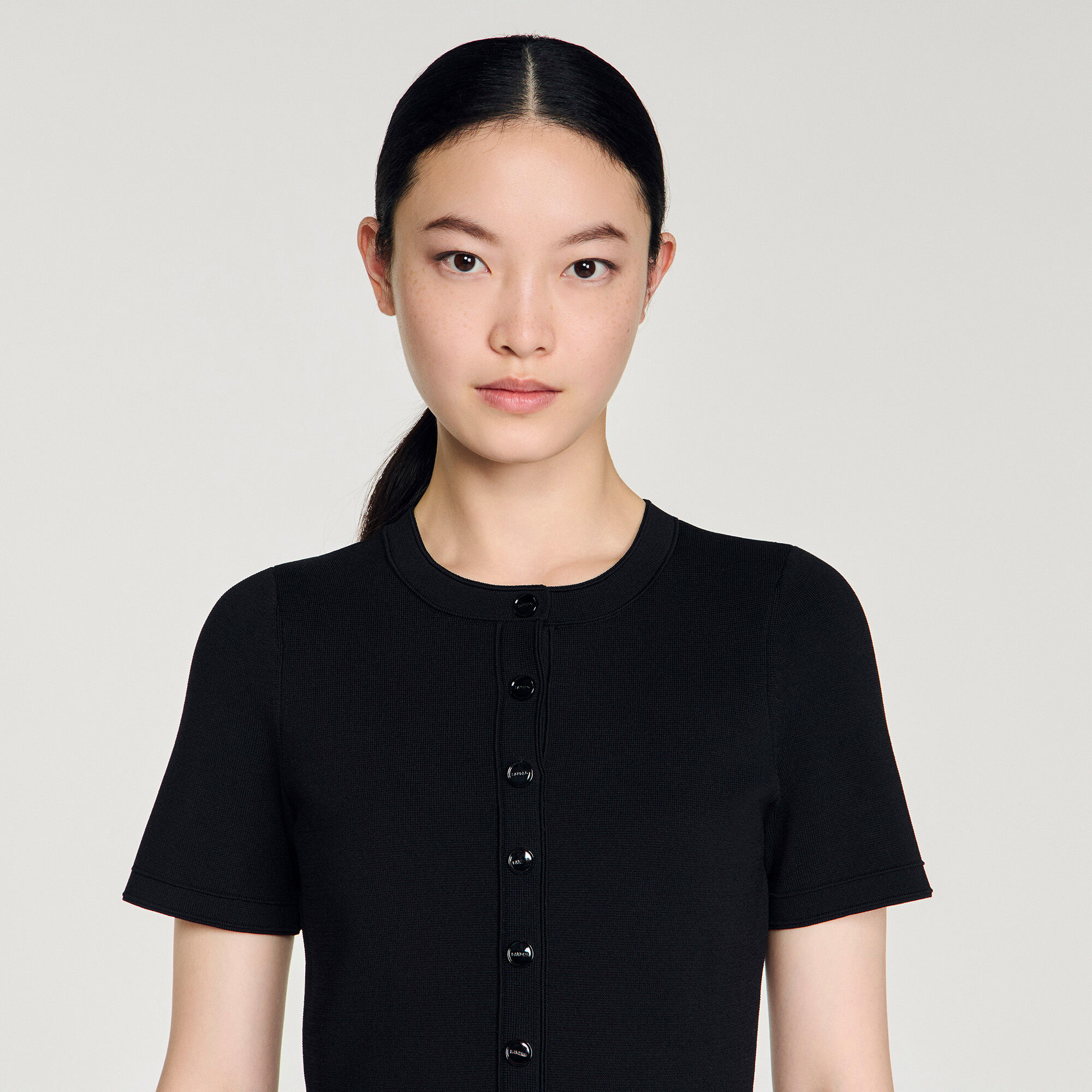 Vestito lungo in maglina con peplum