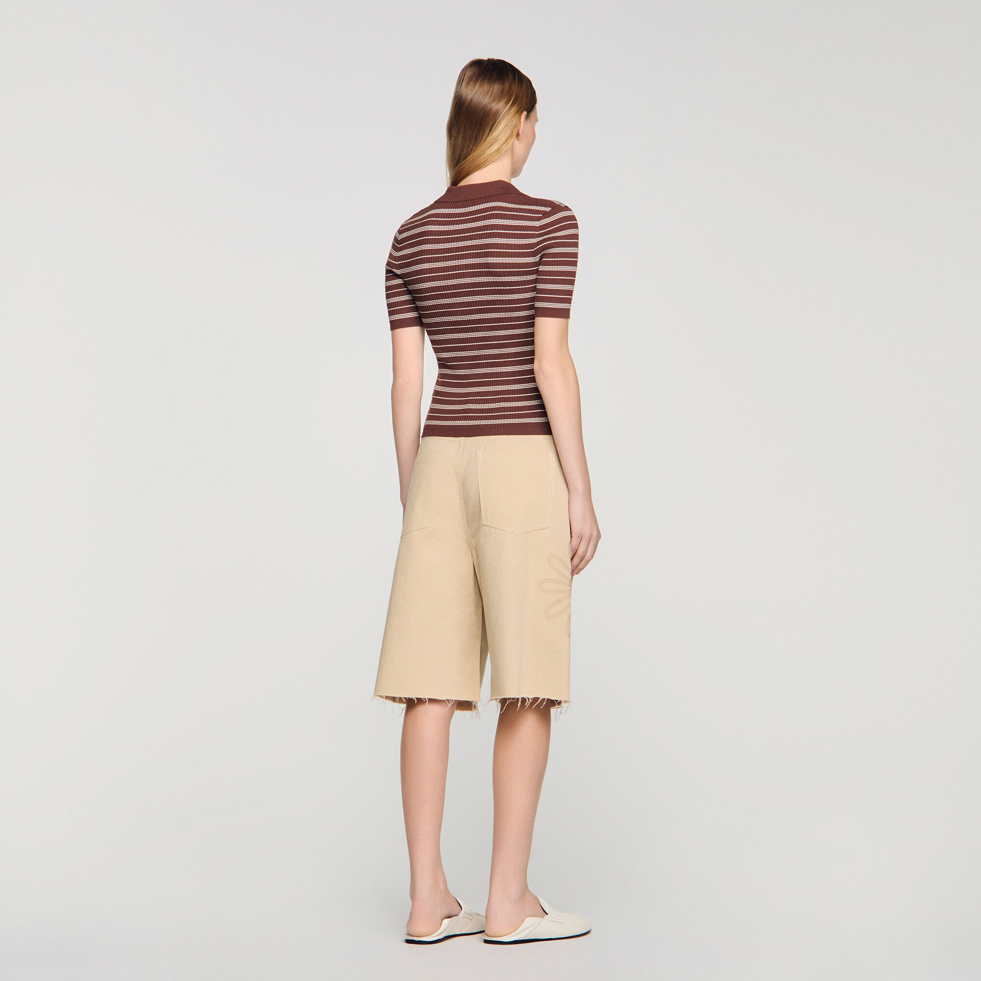 Pullover a collo a V con righe