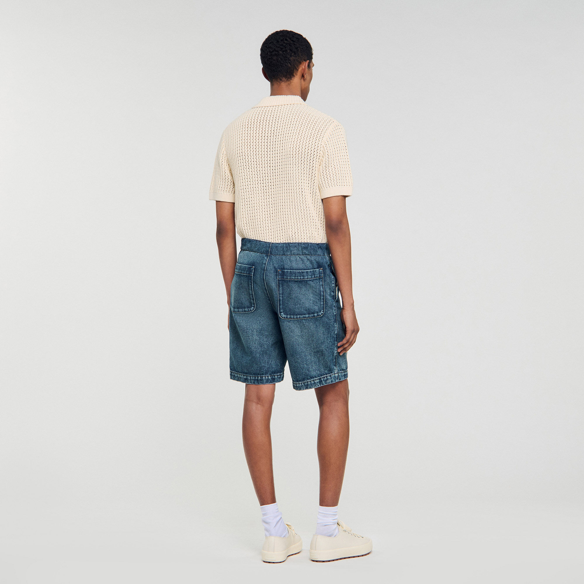 Bermuda in denim elastico