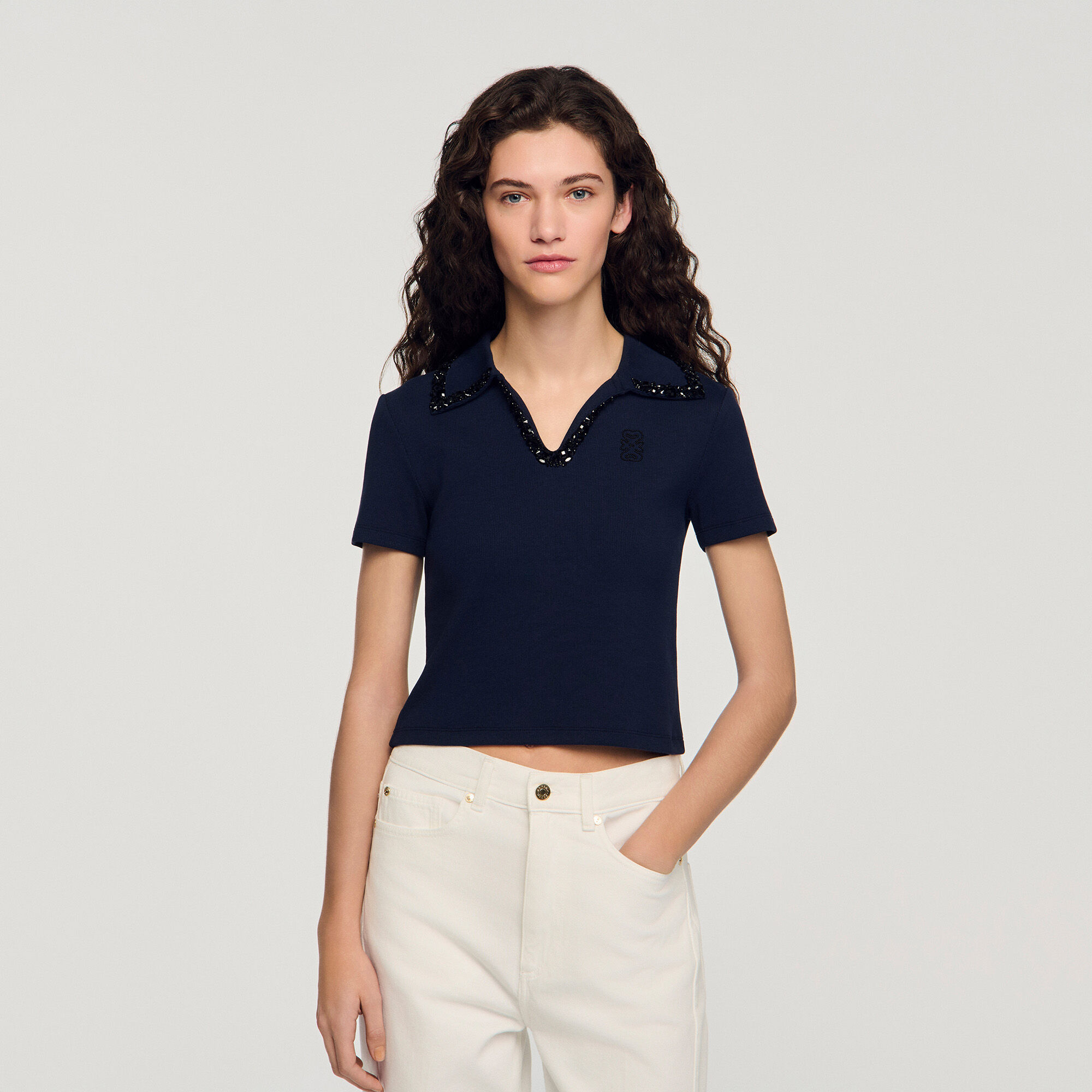 Colletto polo perla