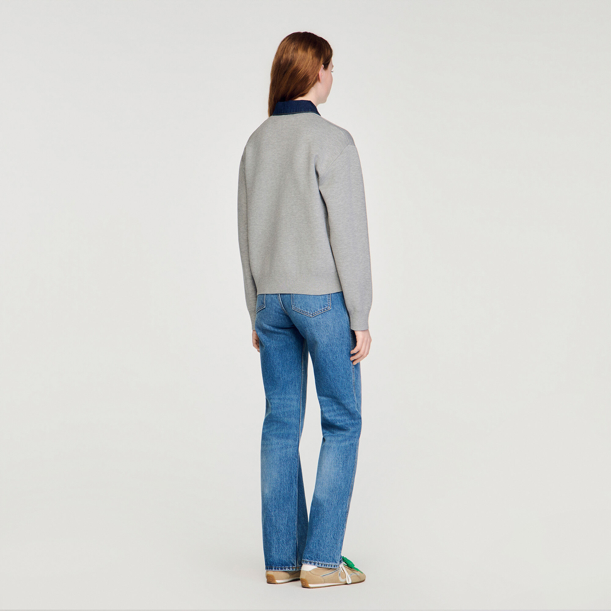 Maglione con colletto in denim