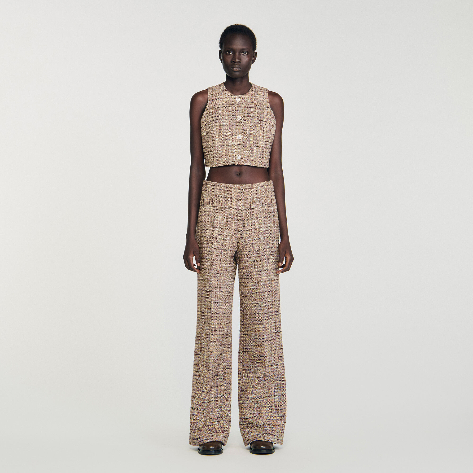 Pantaloni in tweed decorativi