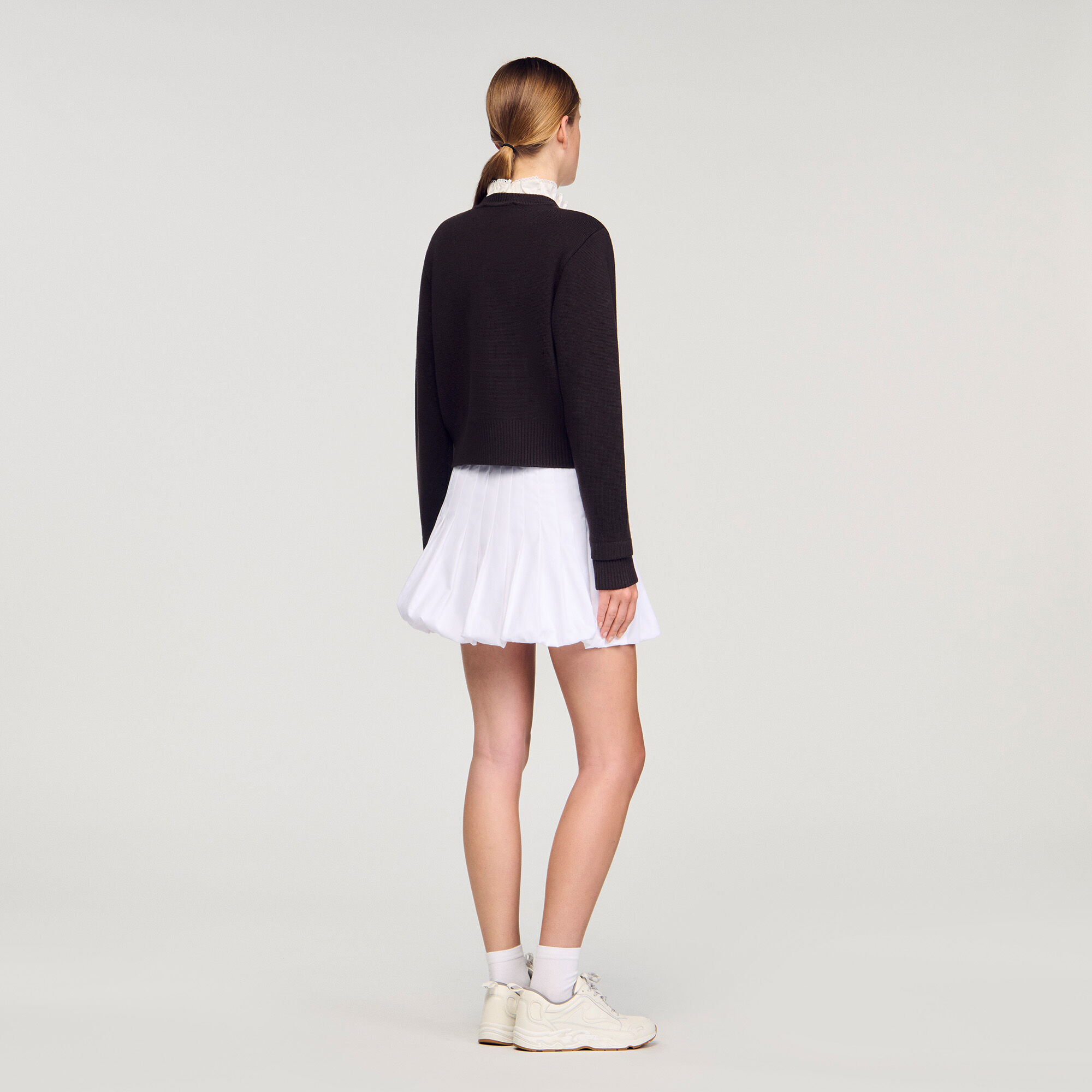 Cardigan con colletto a volant rimovibile