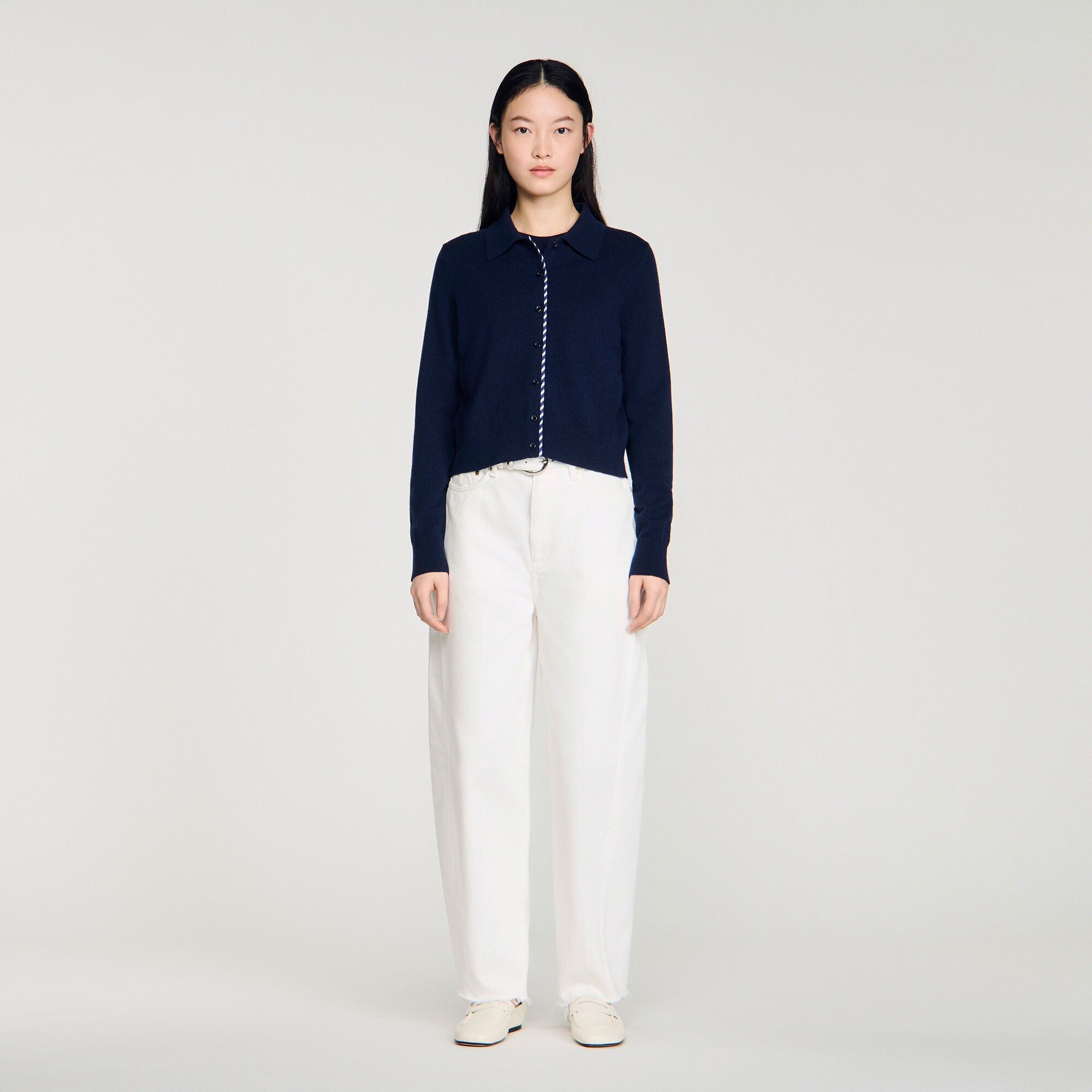 Cardigan in lana e cachemire a righe