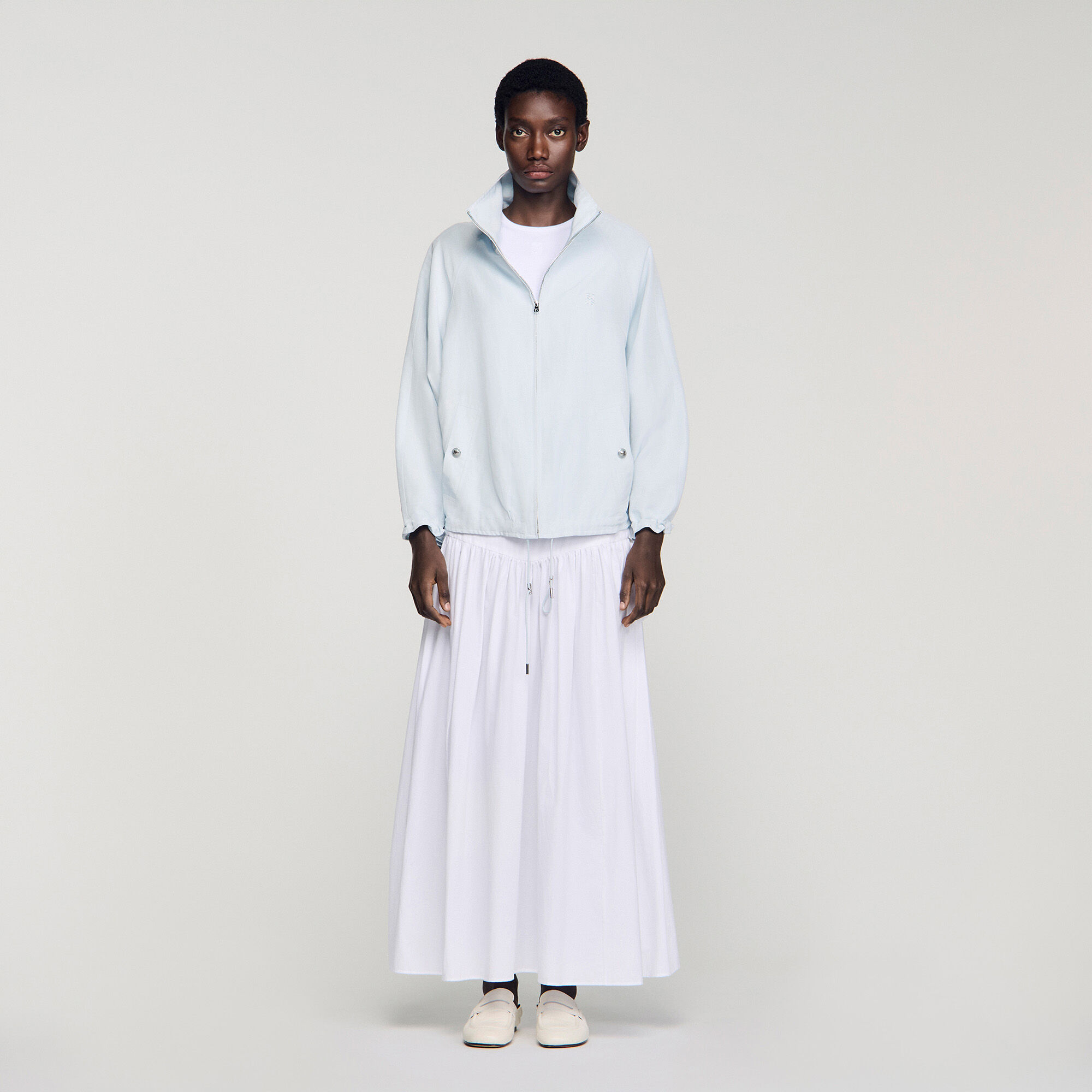 Giacca oversize con colletto ricamato