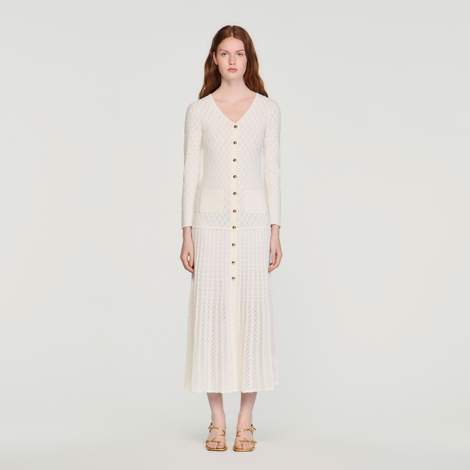 Vestito midi in maglia elaborato