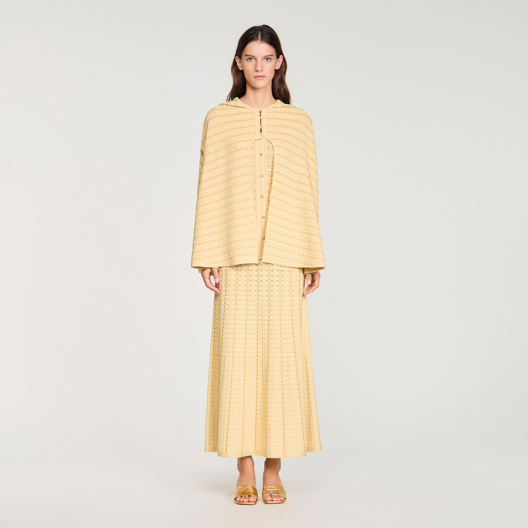 Poncho in maglia con strass
